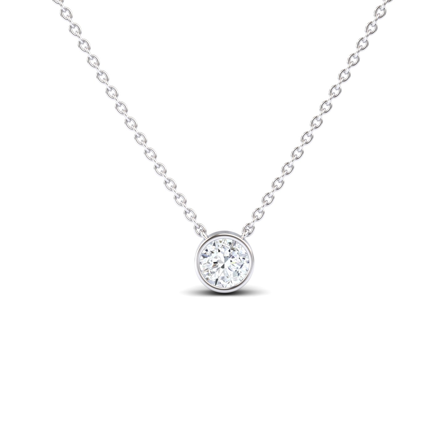 White Diamond Bezel Solitaire Necklace - Matilda