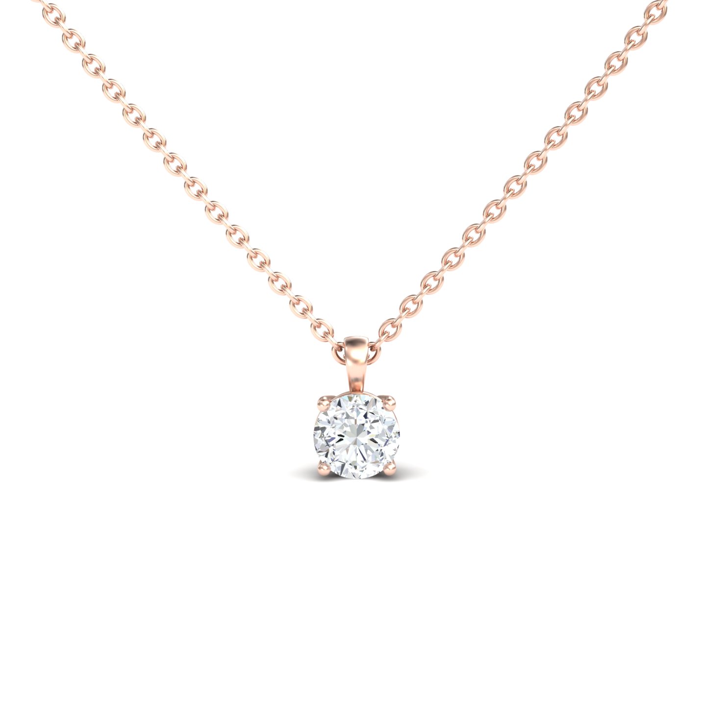 White Diamond Classic Four-Prong Solitaire Necklace - Lindsay
