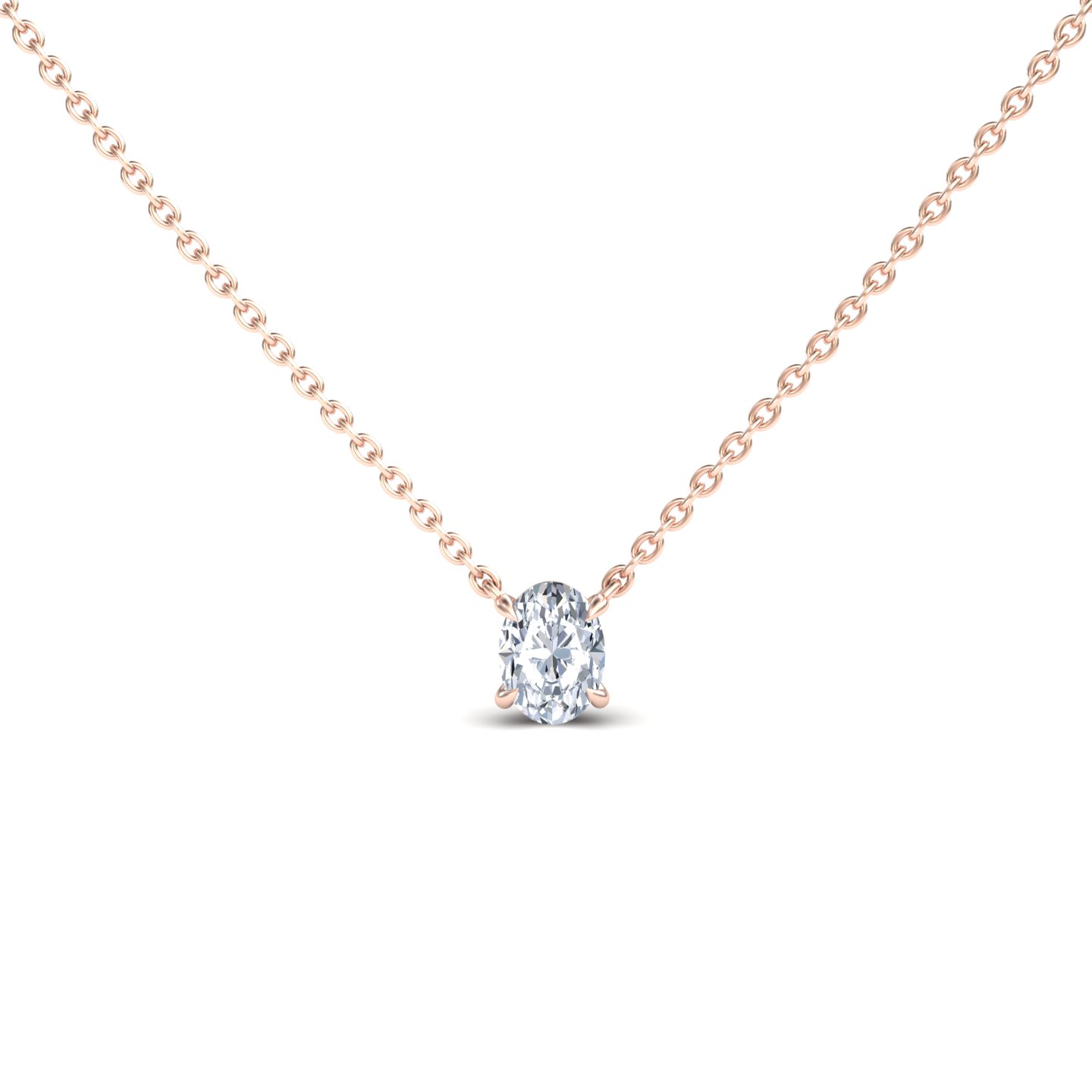 White Diamond Classic V-Prong Solitaire Necklace - Jiayi