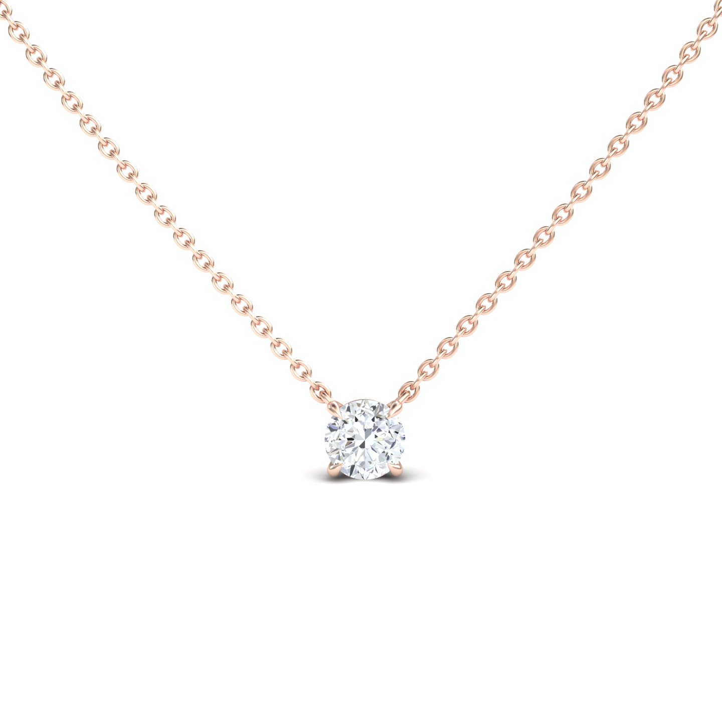 White Diamond Classic V-Prong Solitaire Necklace - Jiayi