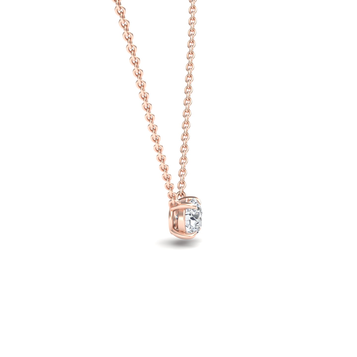 White Diamond Classic V-Prong Solitaire Necklace - Jiayi