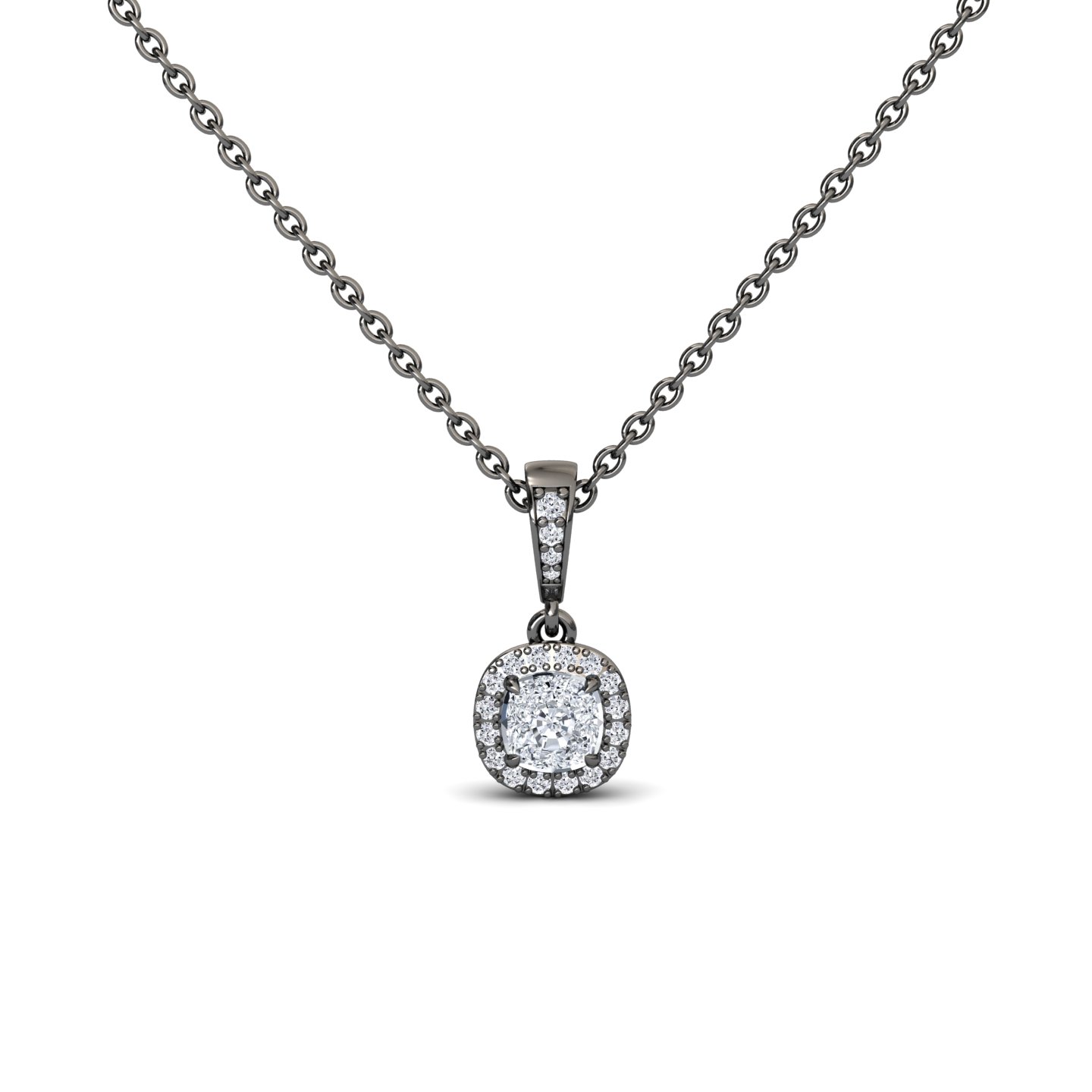 White Diamond Halo Drop Necklace - Yujia
