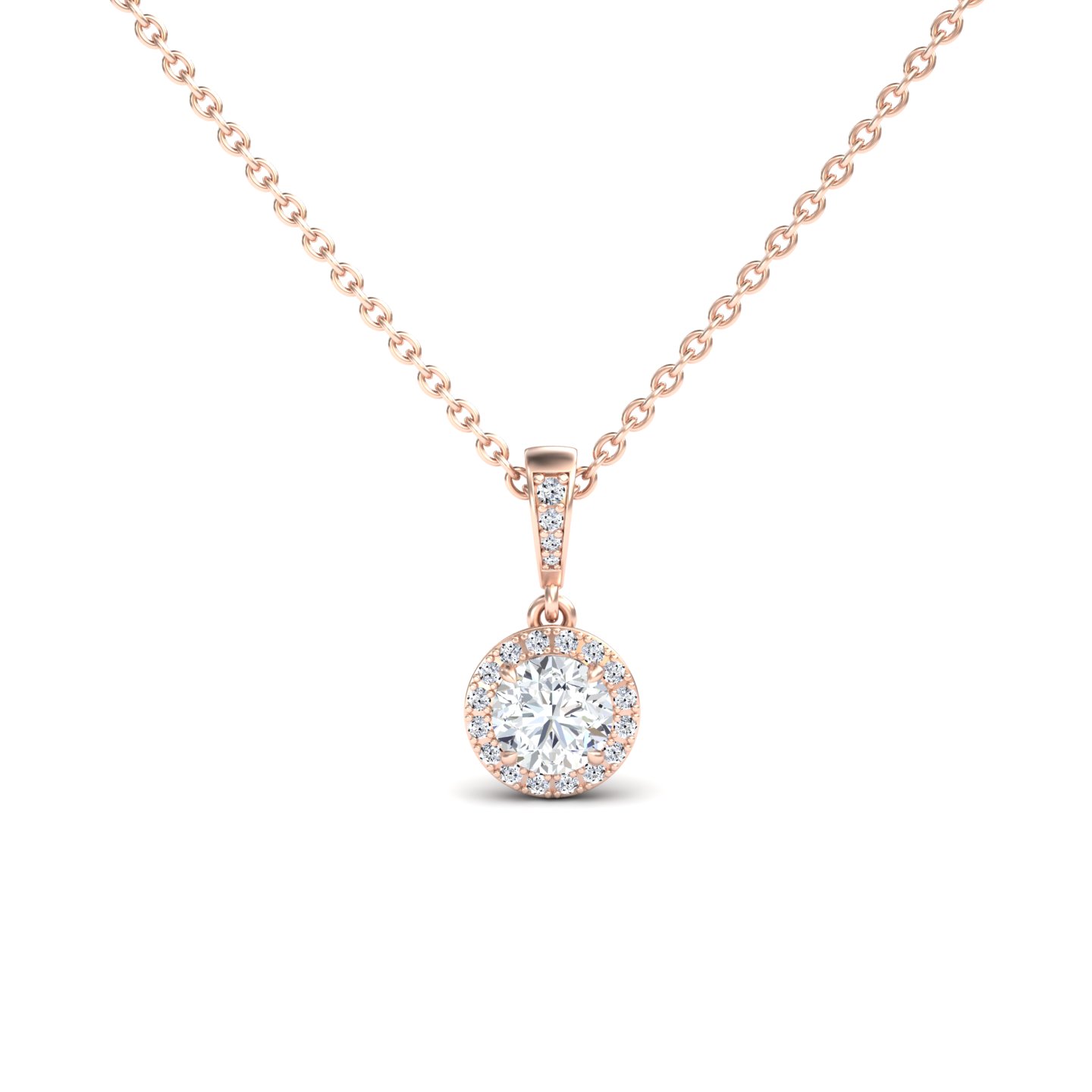 White Diamond Halo Drop Necklace - Yujia