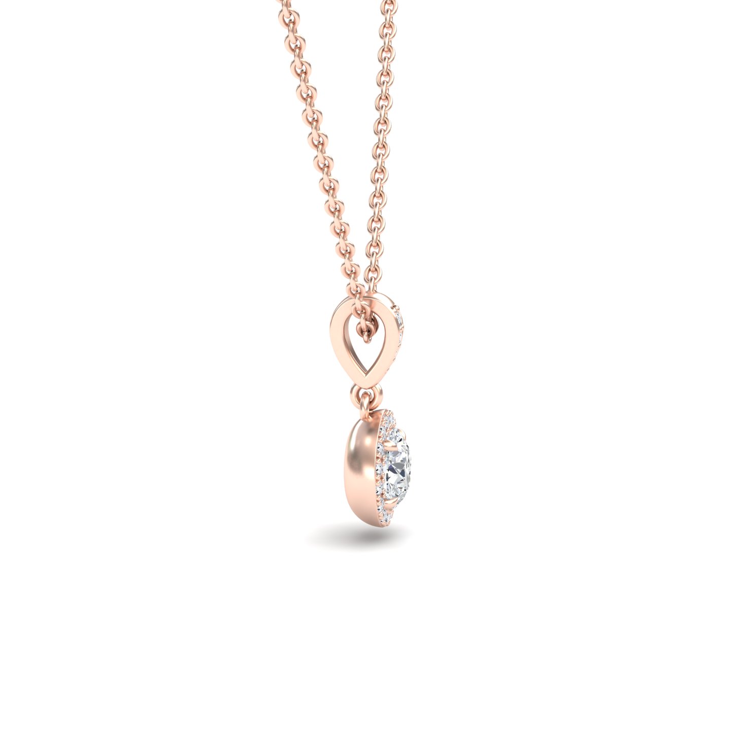 White Diamond Halo Drop Necklace - Yujia