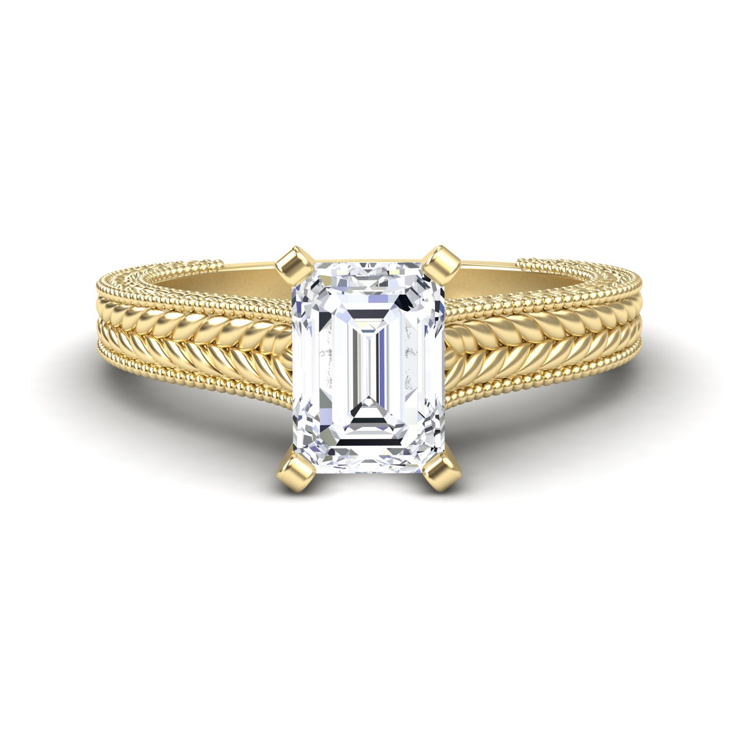 White Diamond Vintage Rope Solitaire Engagement Ring - Darcy
