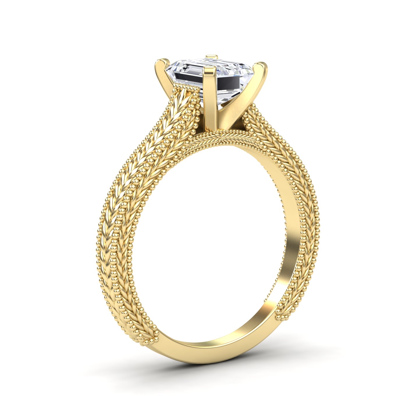 White Diamond Vintage Rope Solitaire Engagement Ring - Darcy