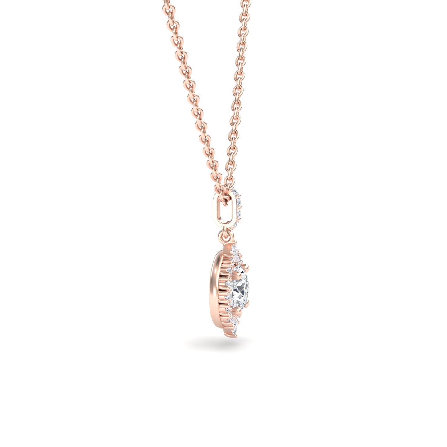 White Diamond Pave Bail Halo Drop Necklace - Shelby