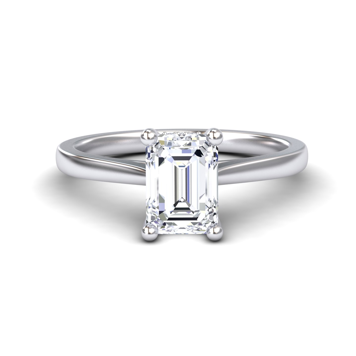 White Diamond Hidden Halo Solitaire Engagement Ring - Amy