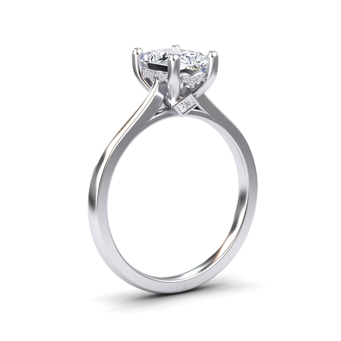 White Diamond Hidden Halo Solitaire Engagement Ring - Amy