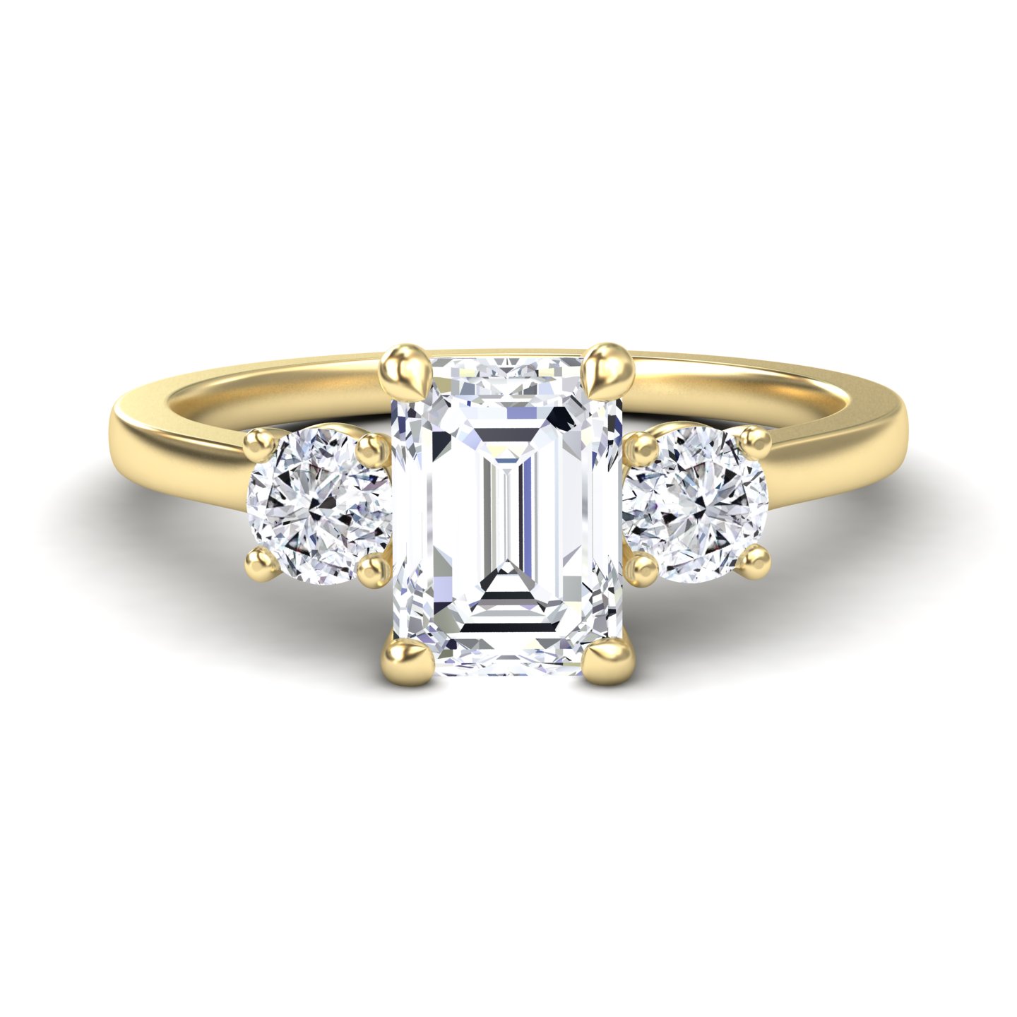 White Diamond Three Stone Hidden Accent Engagement Ring - Alexis