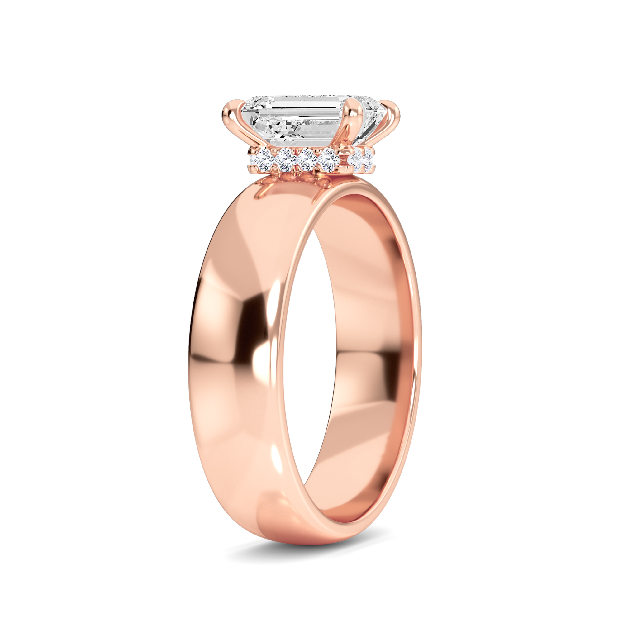 White Diamond Hidden Halo Solitaire Engagement Ring - Aubrey