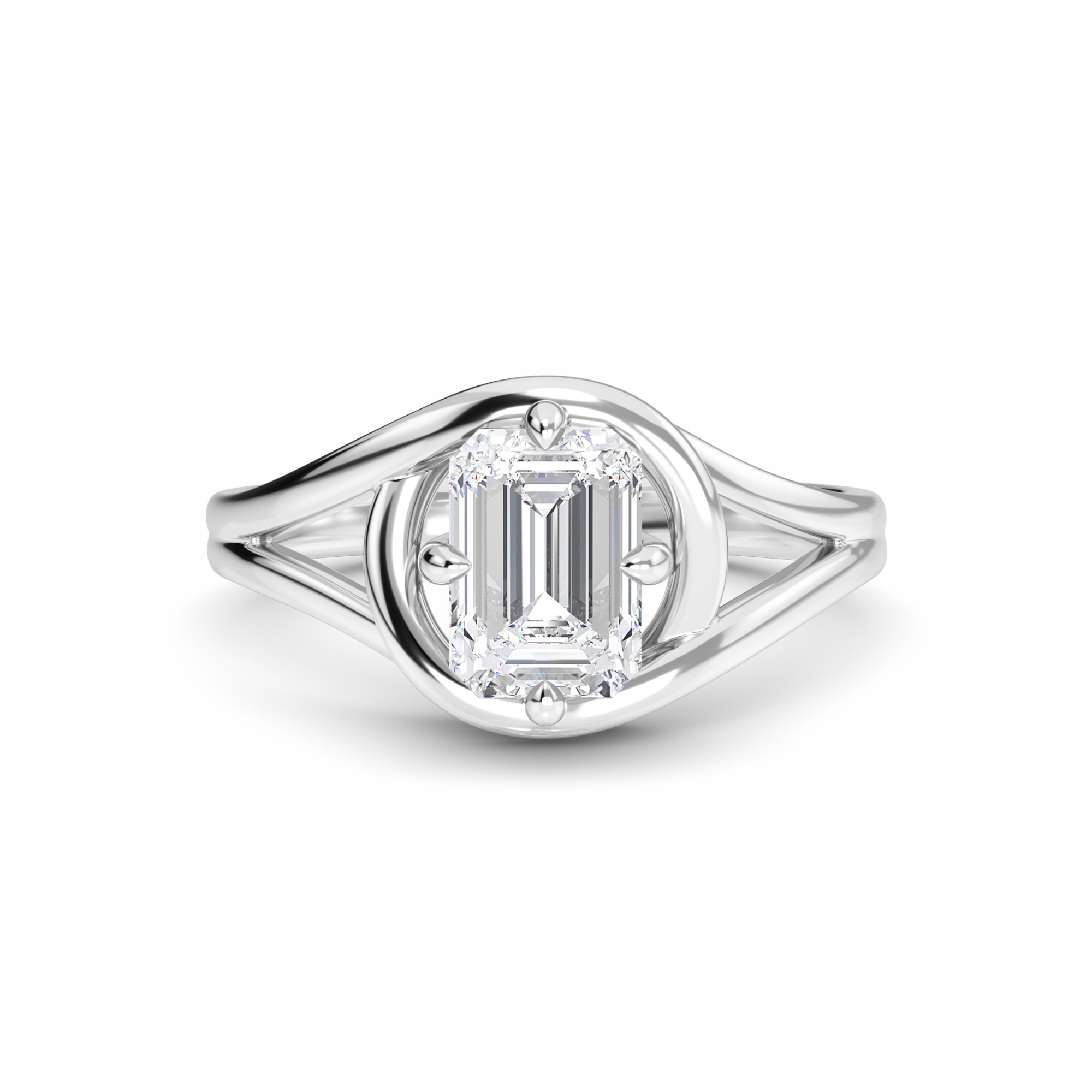 White Diamond Solitaire Split Shank Engagement Ring - Arianna