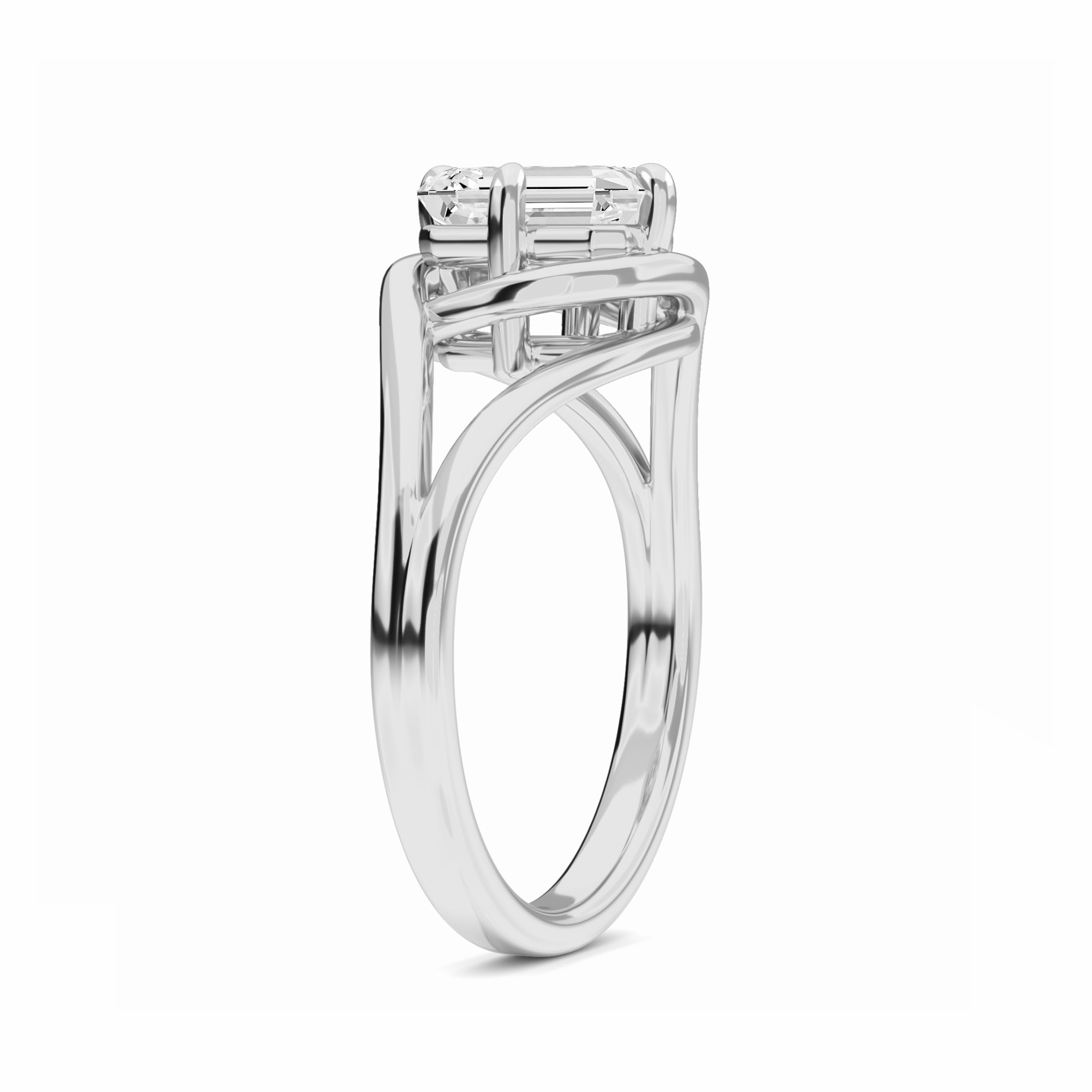 White Diamond Solitaire Split Shank Engagement Ring - Arianna