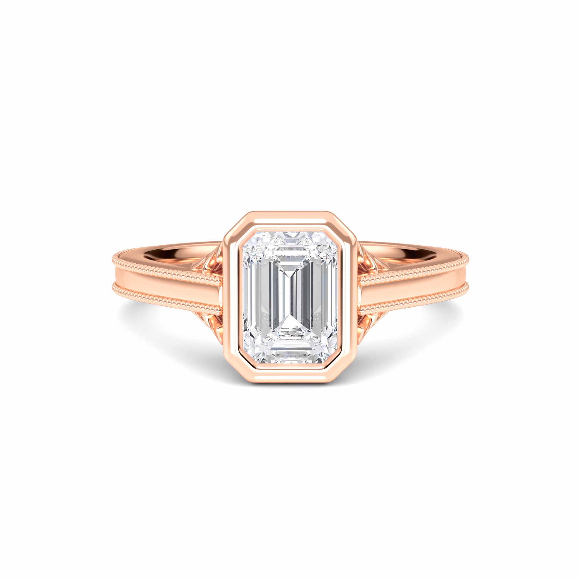 White Diamond Bezel Set Solitaire Engagement Ring - Natalie