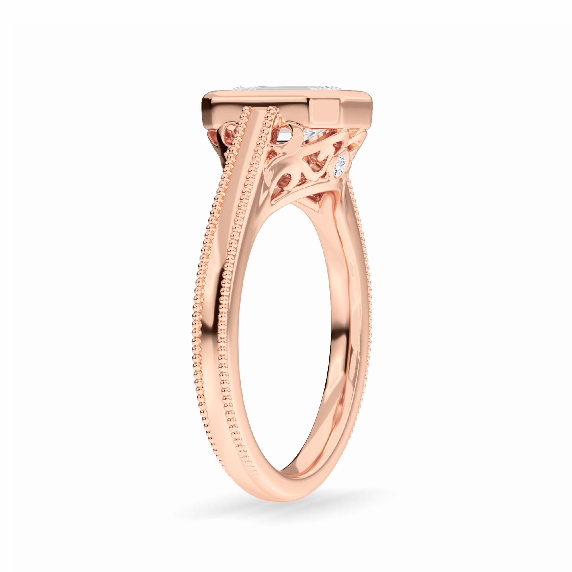 White Diamond Bezel Set Solitaire Engagement Ring - Natalie