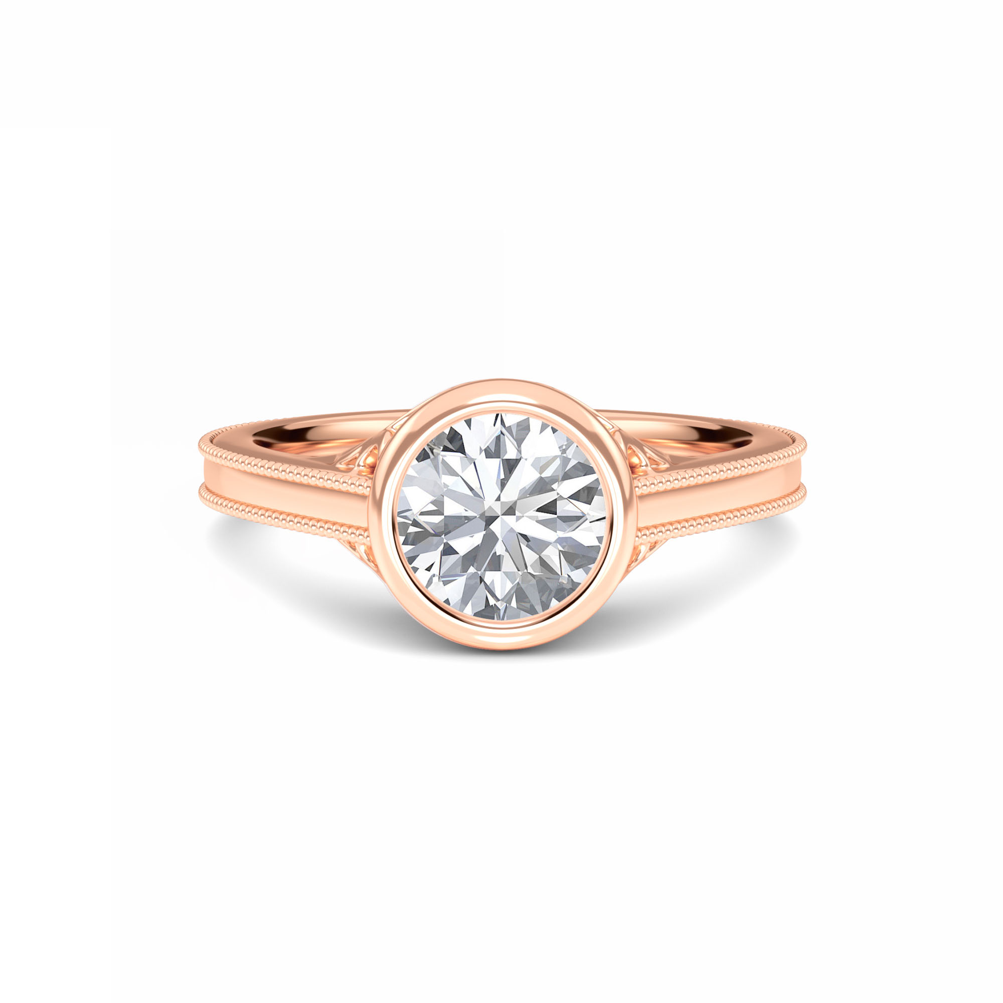 White Diamond Bezel Set Solitaire Engagement Ring - Natalie