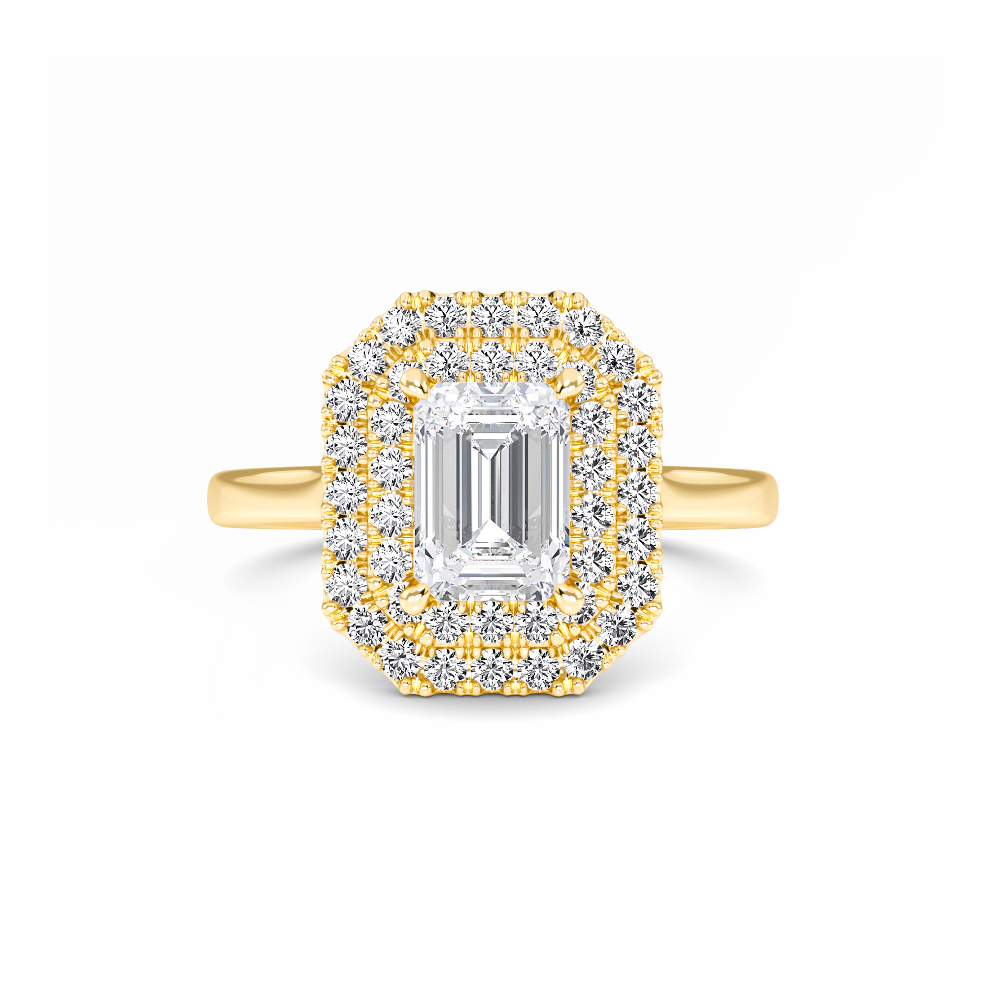 White Diamond Double Halo Engagement Ring - Aaliyah