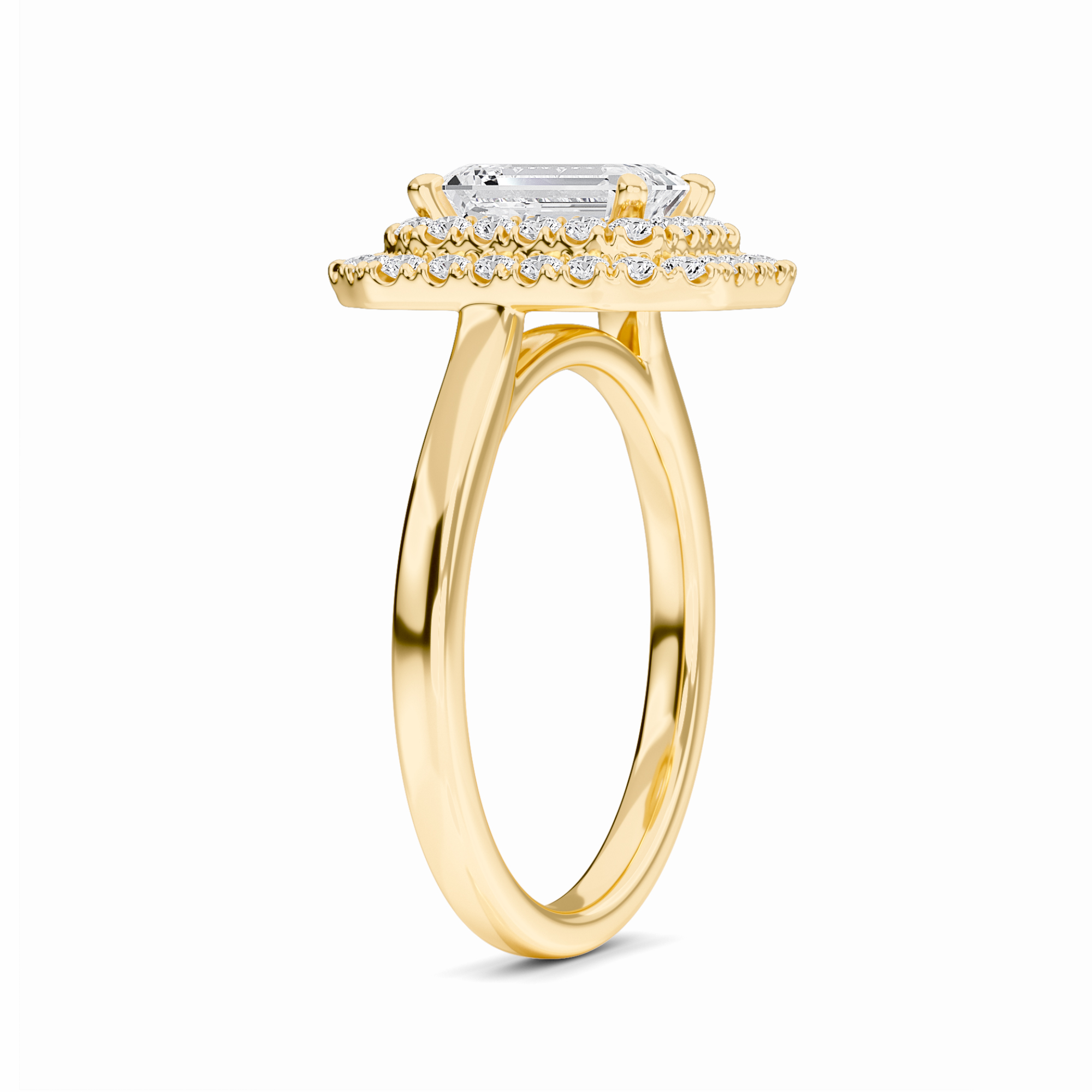 White Diamond Double Halo Engagement Ring - Aaliyah