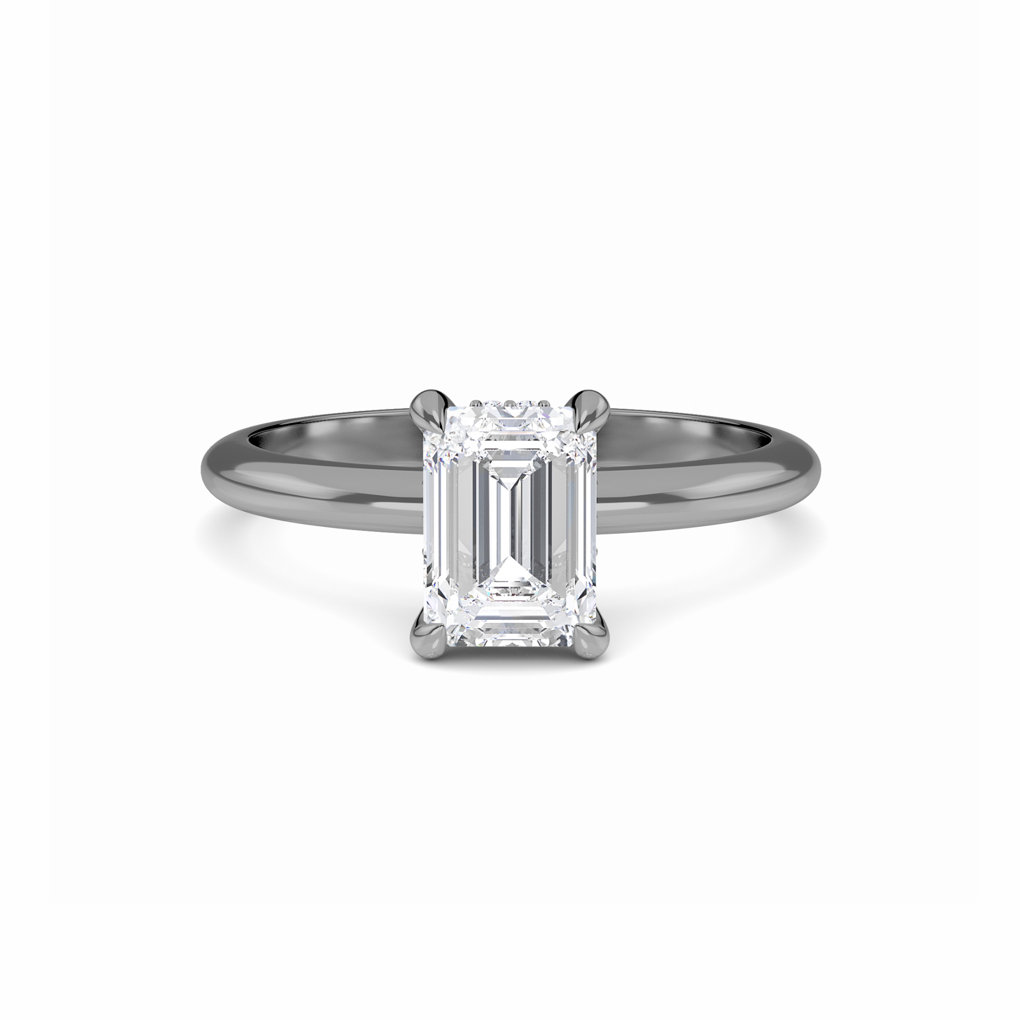 White Diamond Hidden Halo Solitaire Engagement Ring - Harmony