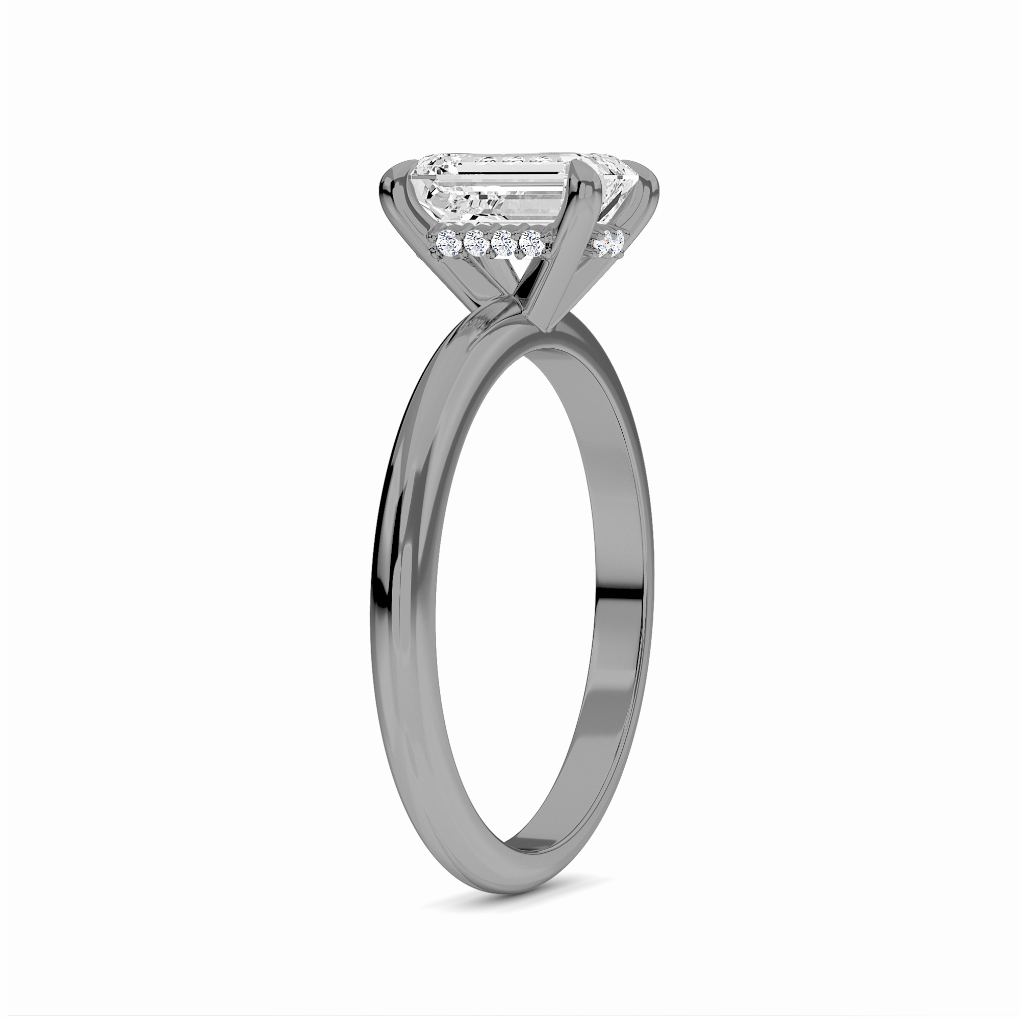 White Diamond Hidden Halo Solitaire Engagement Ring - Harmony