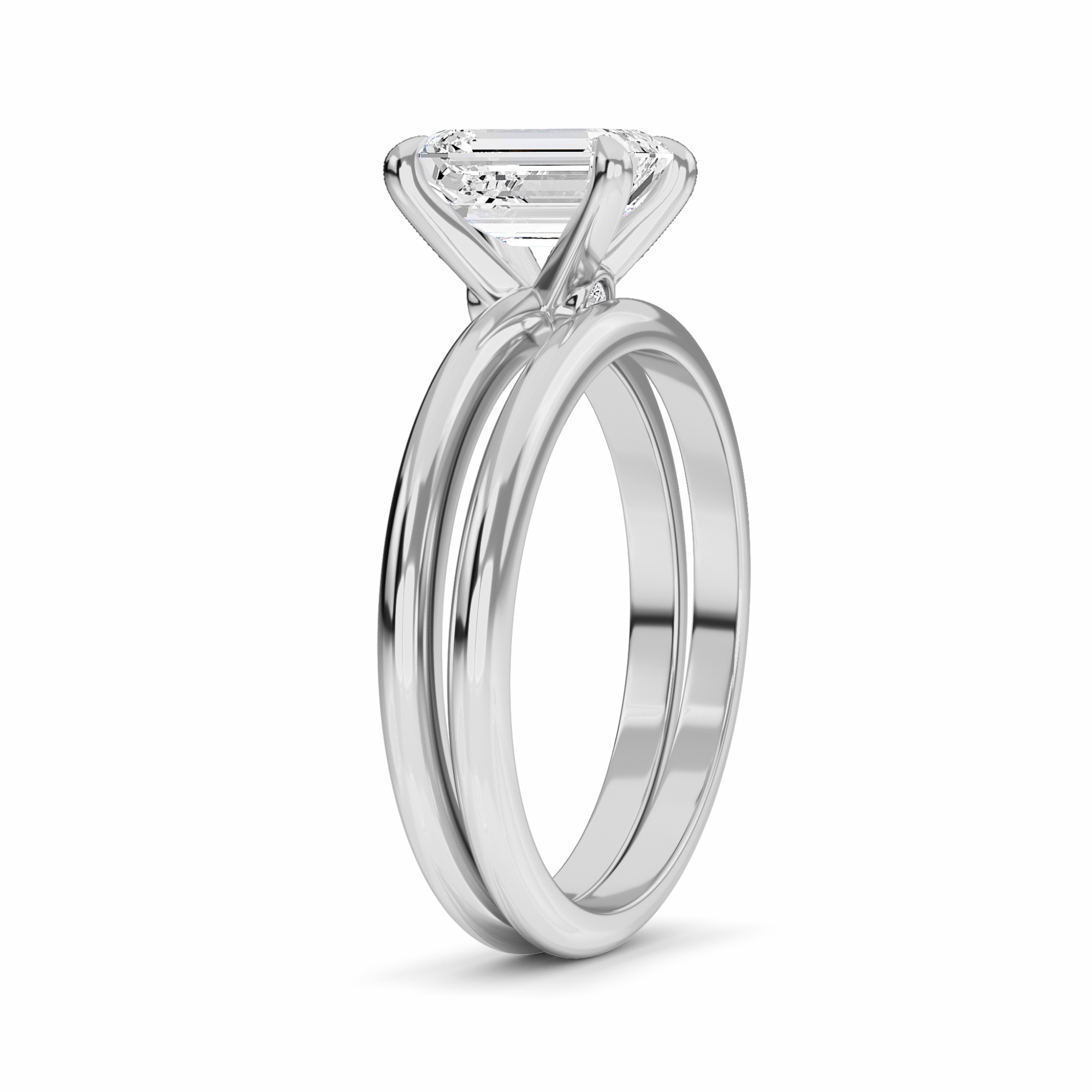 White Diamond Classic Solitaire Bridal Set Engagement Ring - Tania