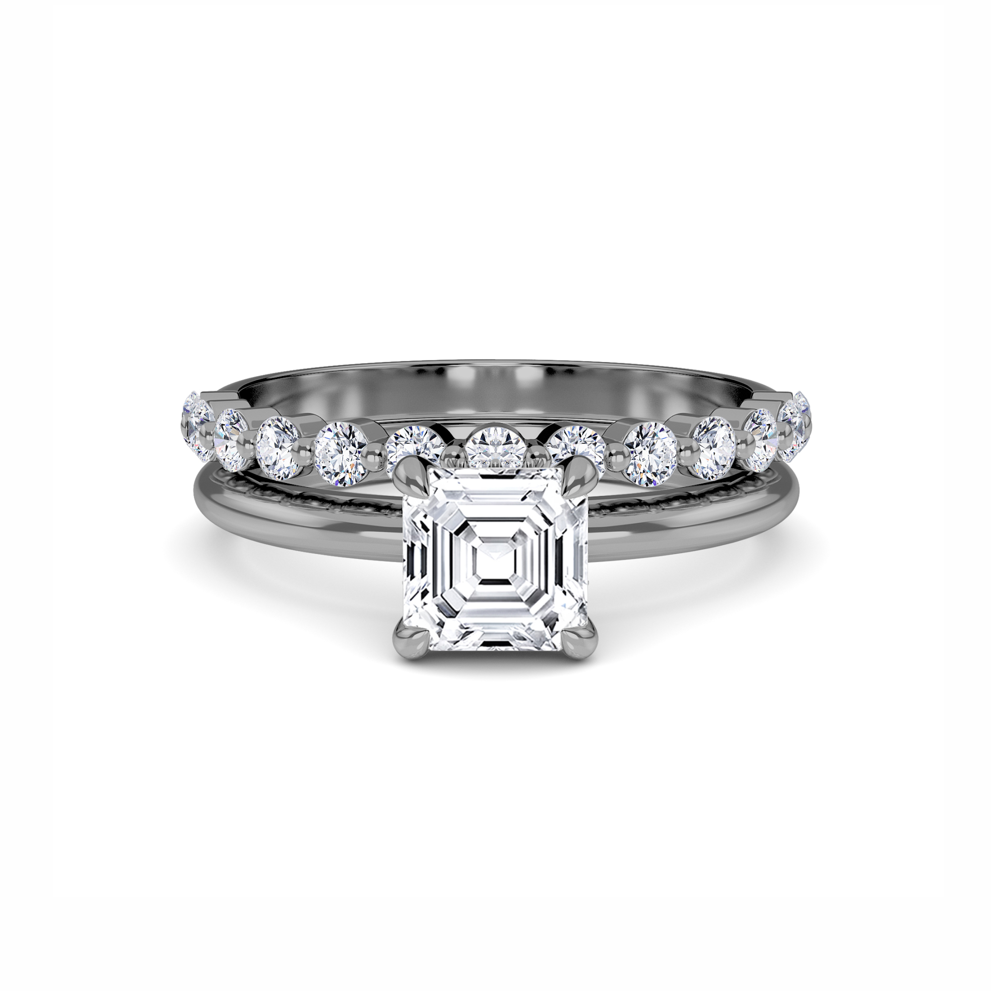 White Diamond Hidden Halo Bridal Solitaire Engagement Ring - Feiling