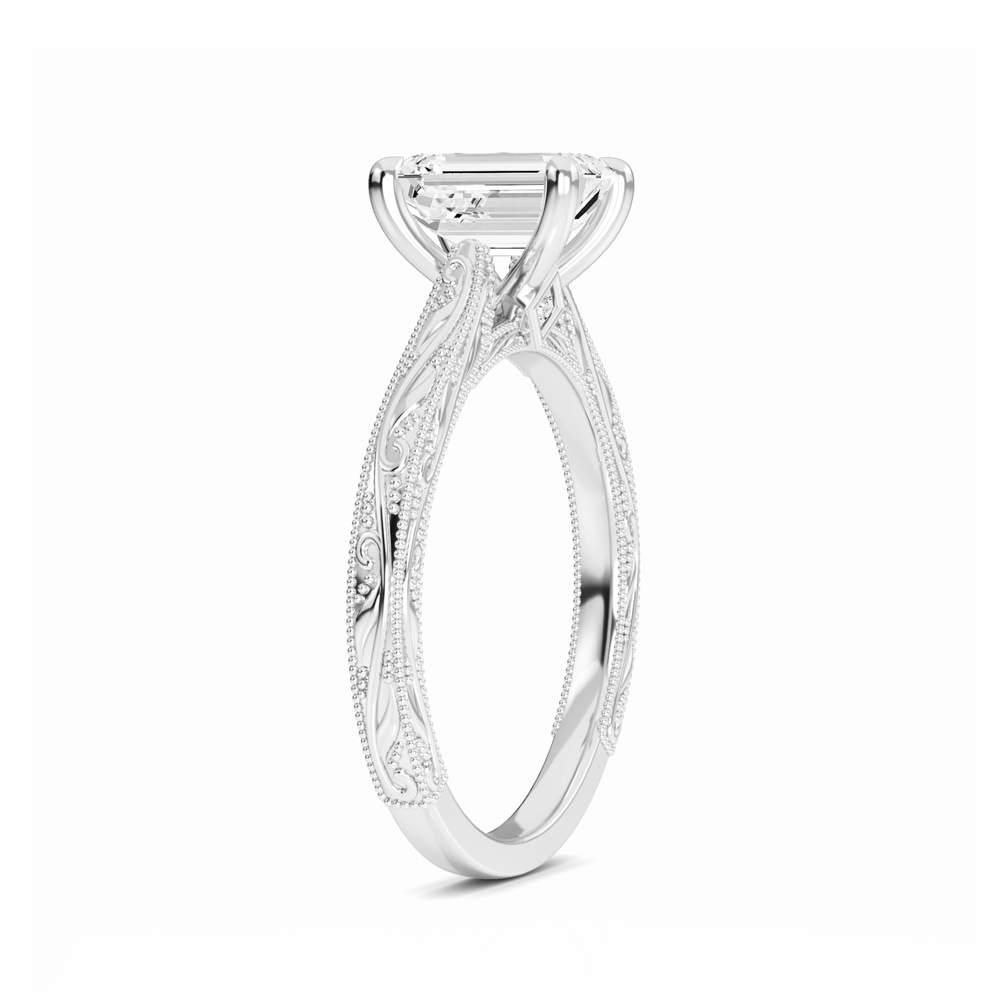 White Diamond Delicate Vine-Inspired Engagement Ring - Gianna