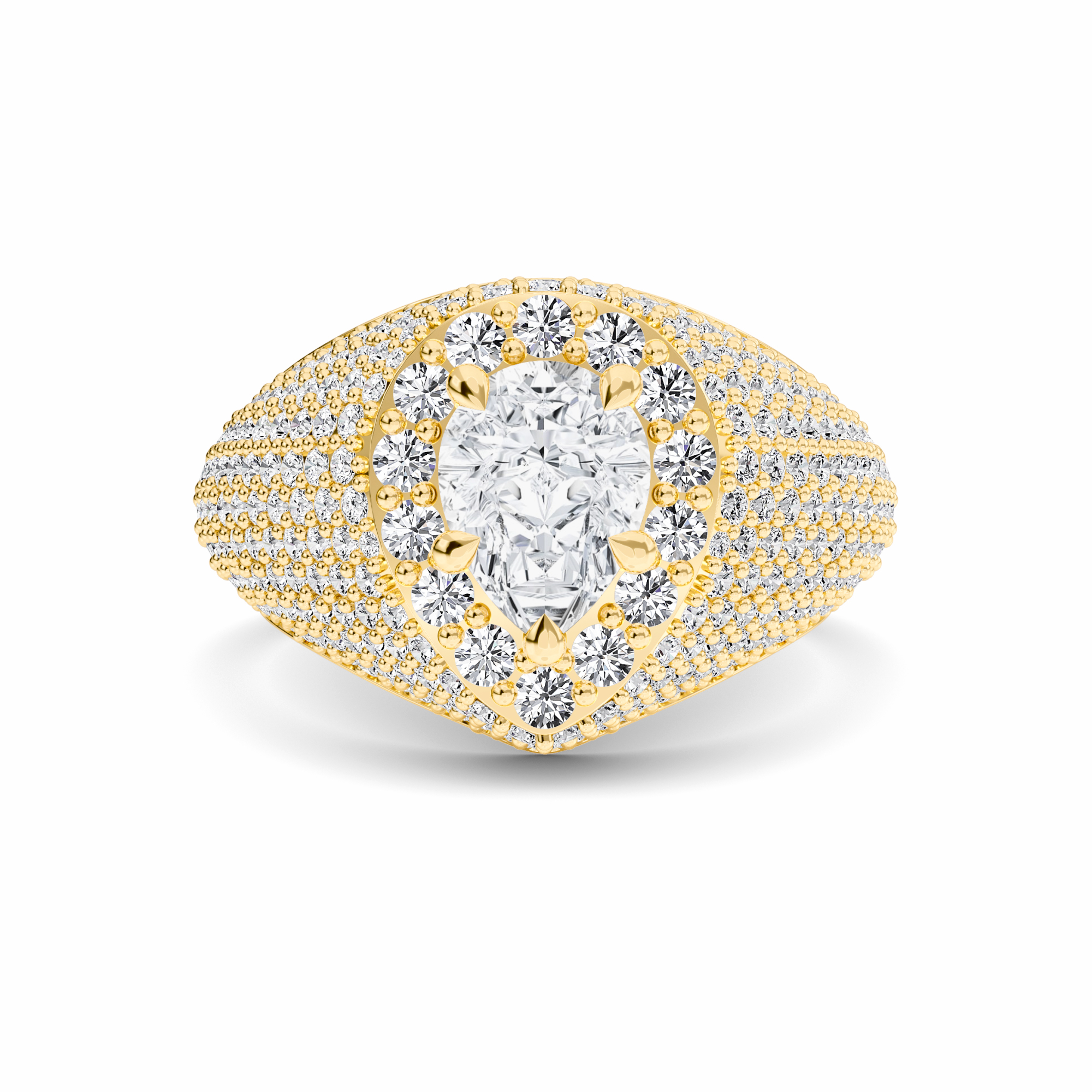 White Diamond Dome Pave Cocktail Engagement Ring - Mackenzie