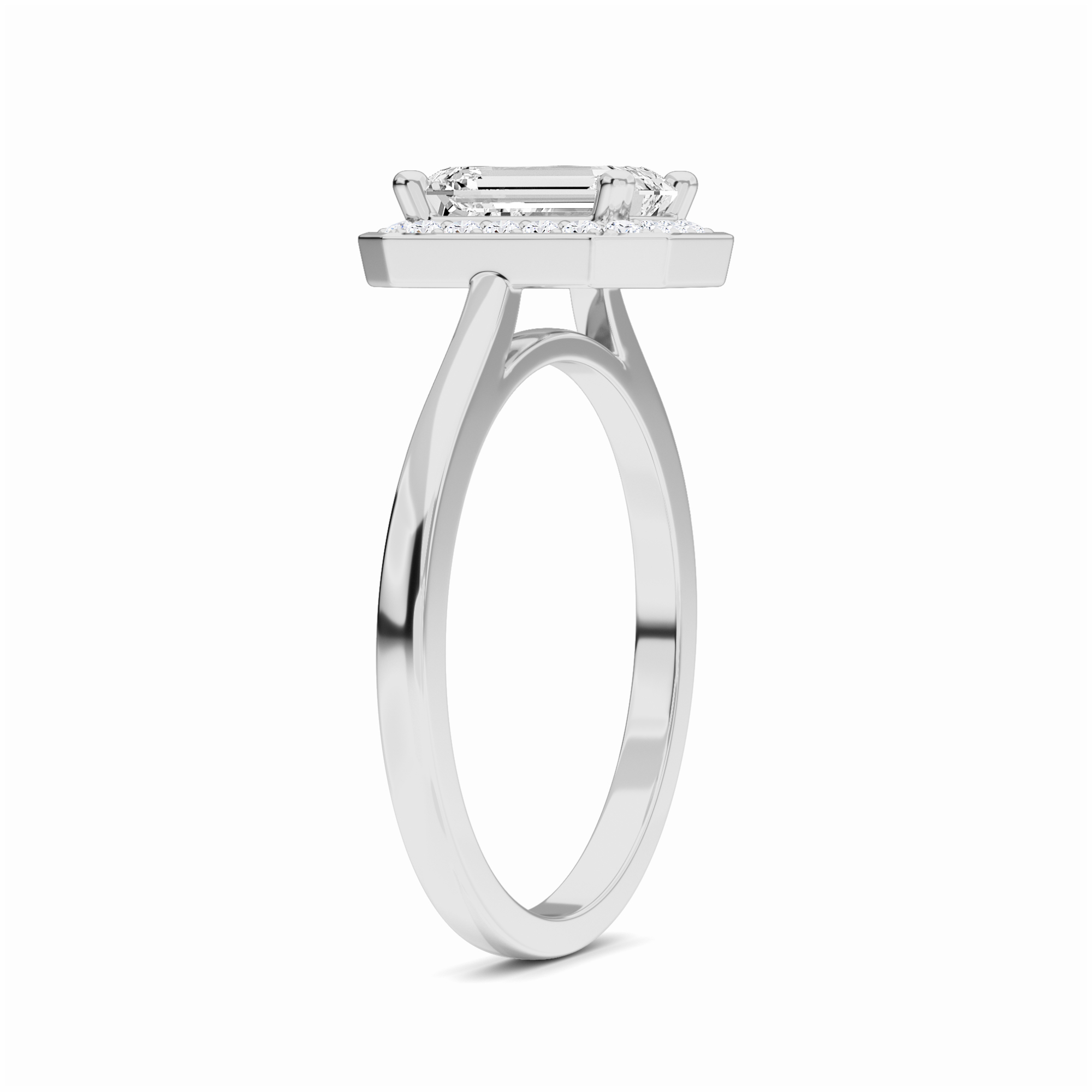 White Diamond Classic Halo Engagement Ring - Madeline