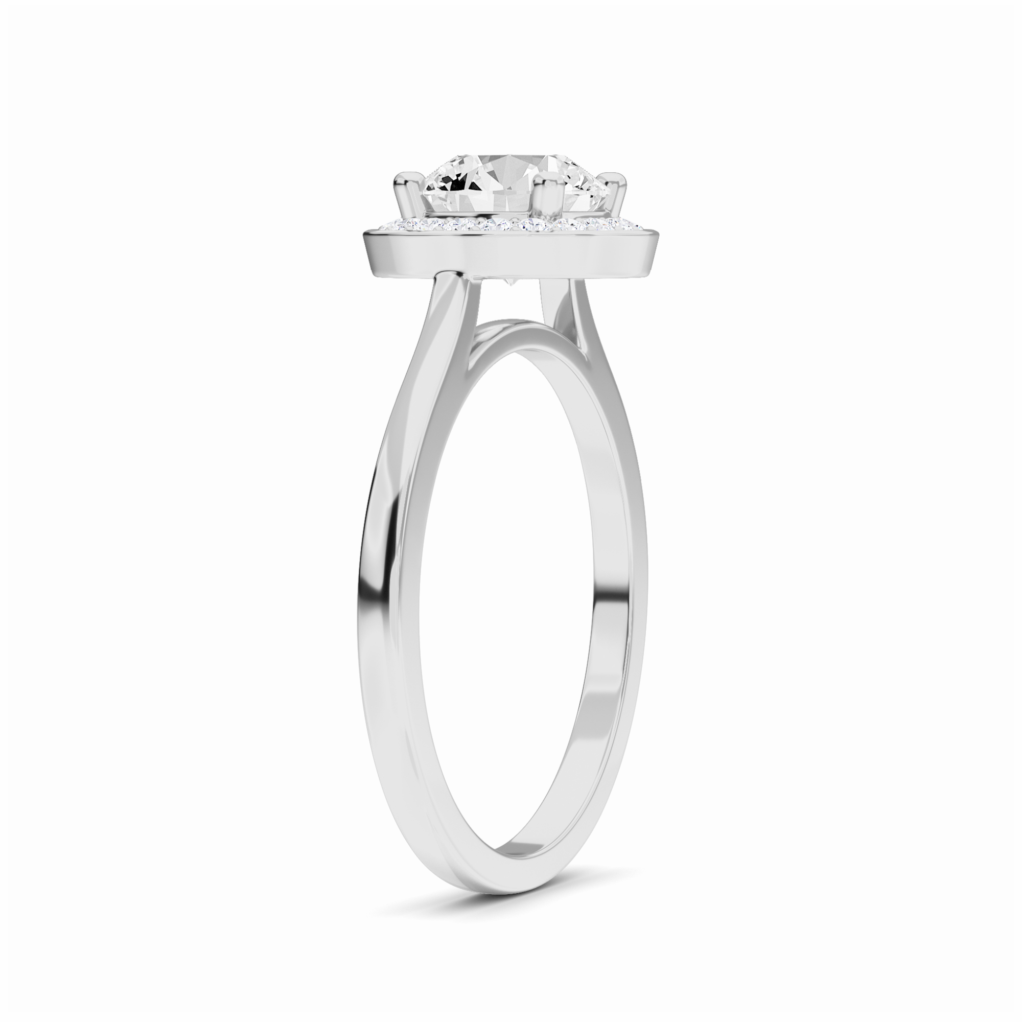 White Diamond Classic Halo Engagement Ring - Madeline