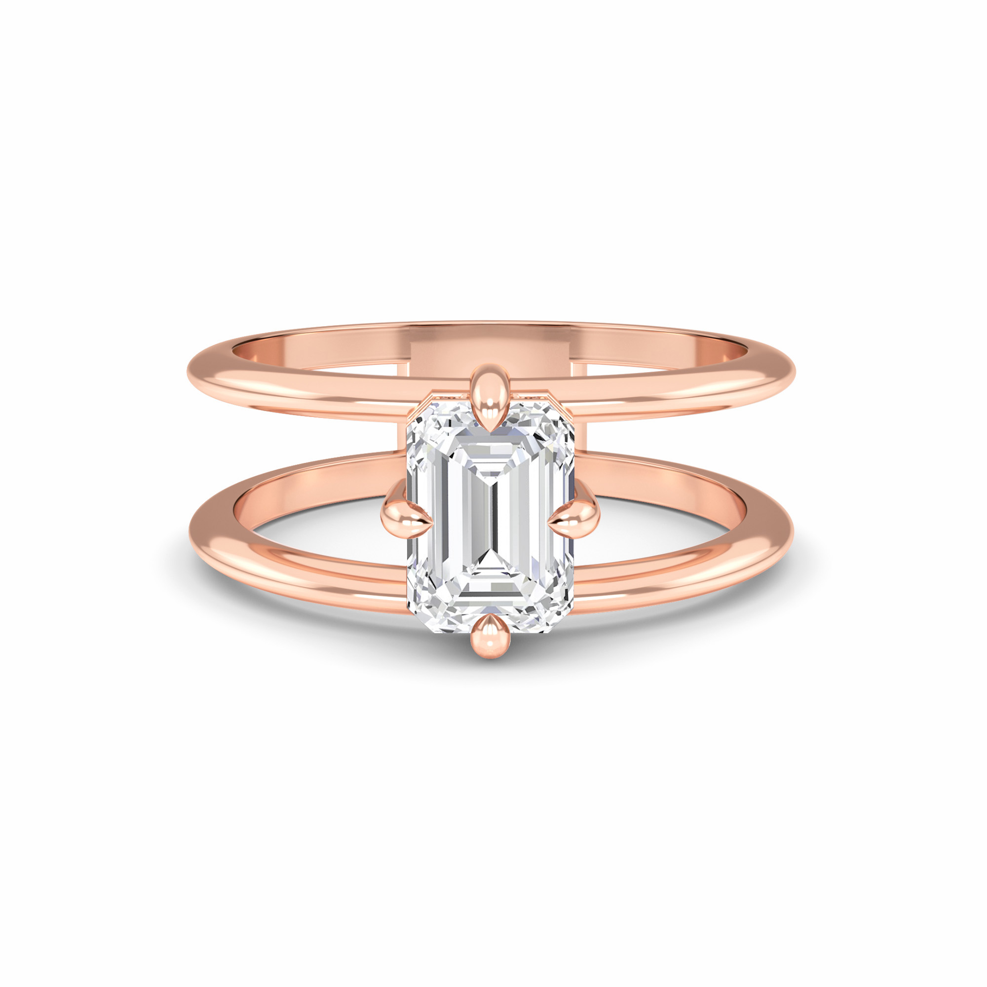 White Diamond Double Shank Hidden Halo Engagement Ring - Nova