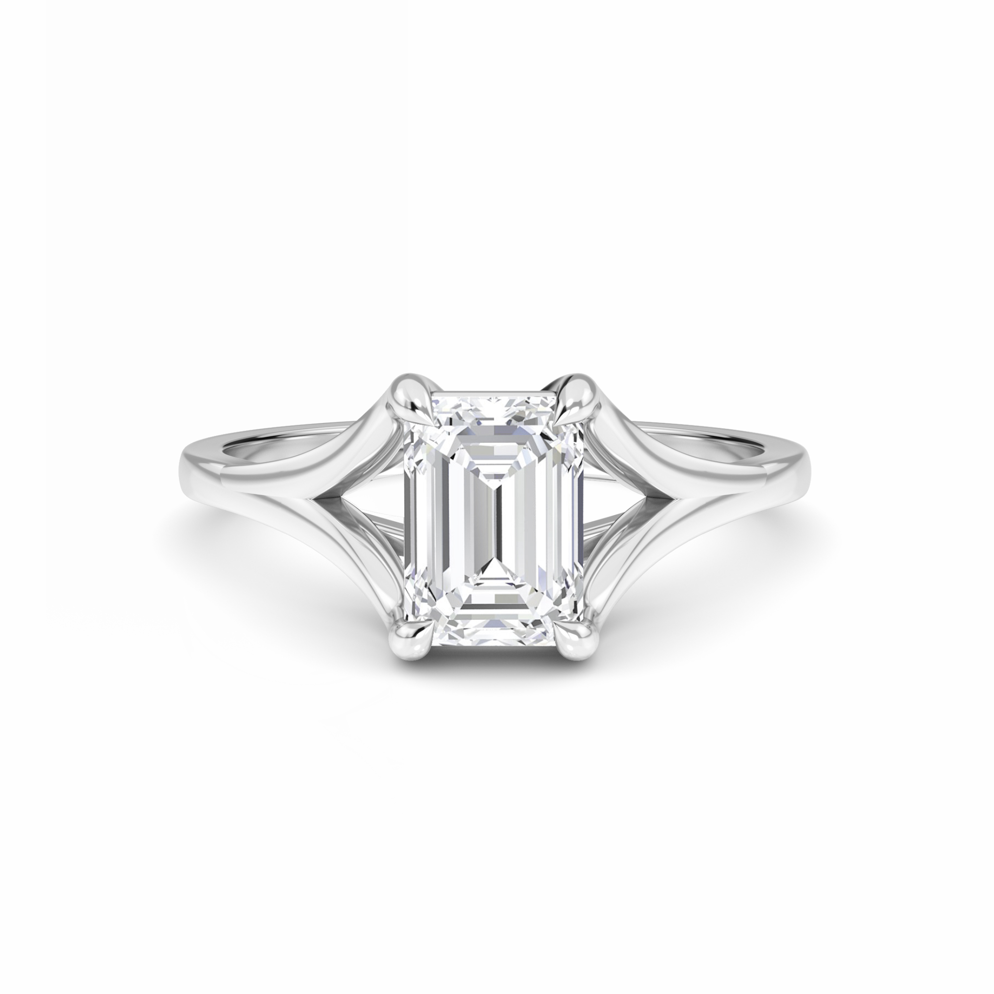 White Diamond Split Shank Solitaire Engagement Ring - Everly