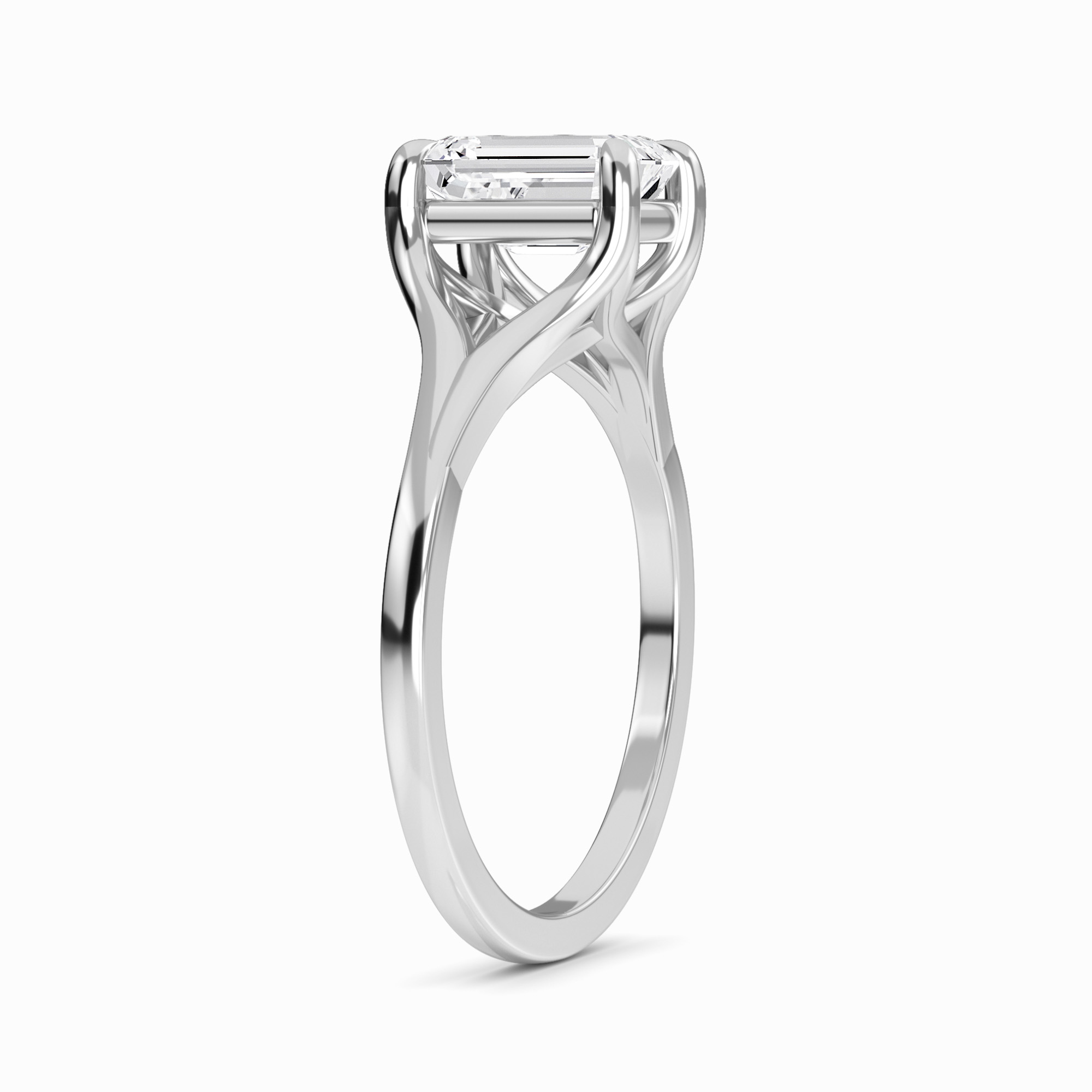 White Diamond Split Shank Solitaire Engagement Ring - Everly