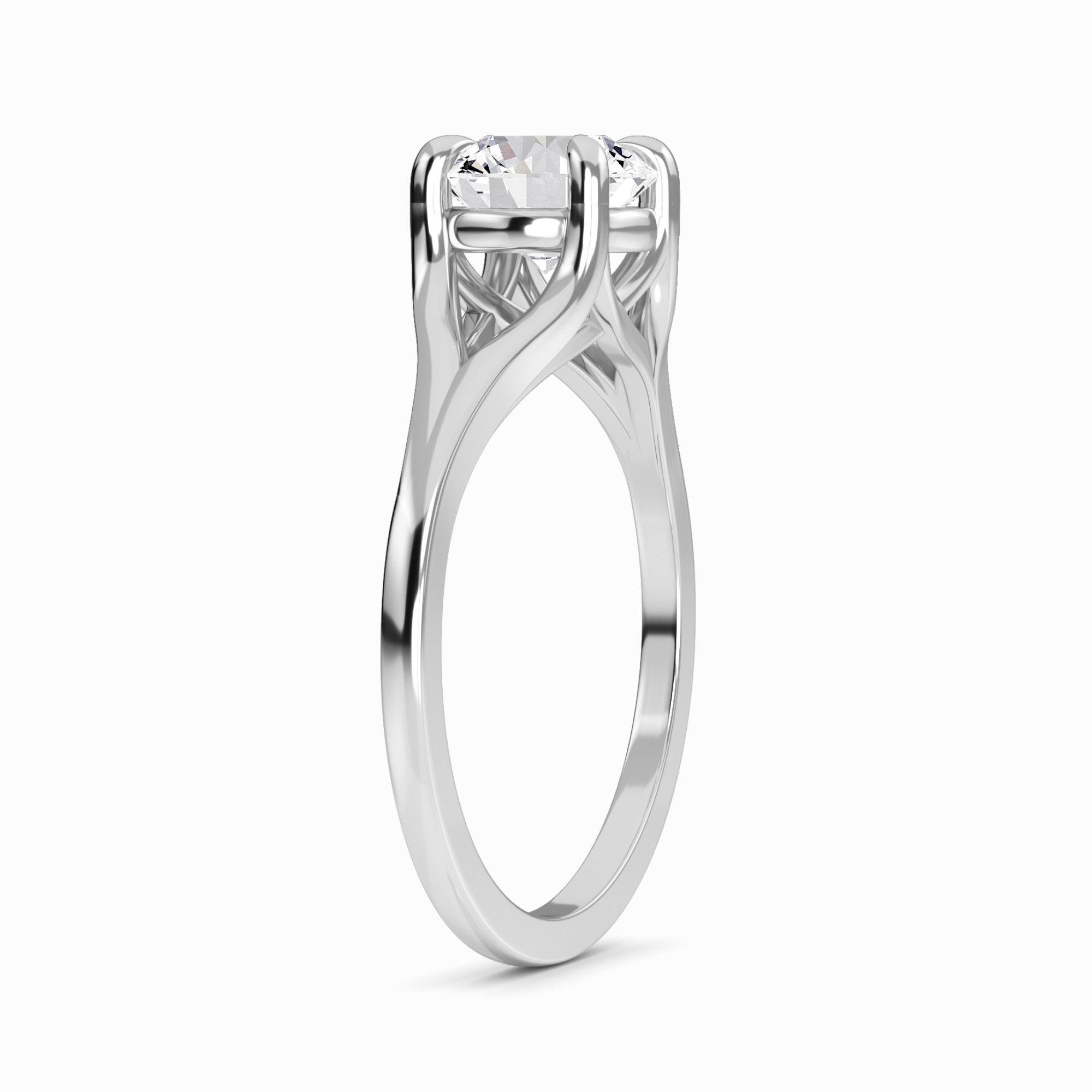 White Diamond Split Shank Solitaire Engagement Ring - Everly