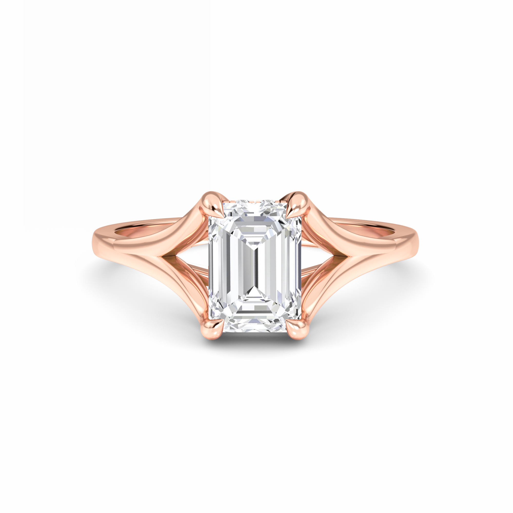 White Diamond Split Shank Hidden Halo Engagement Ring - Ilana