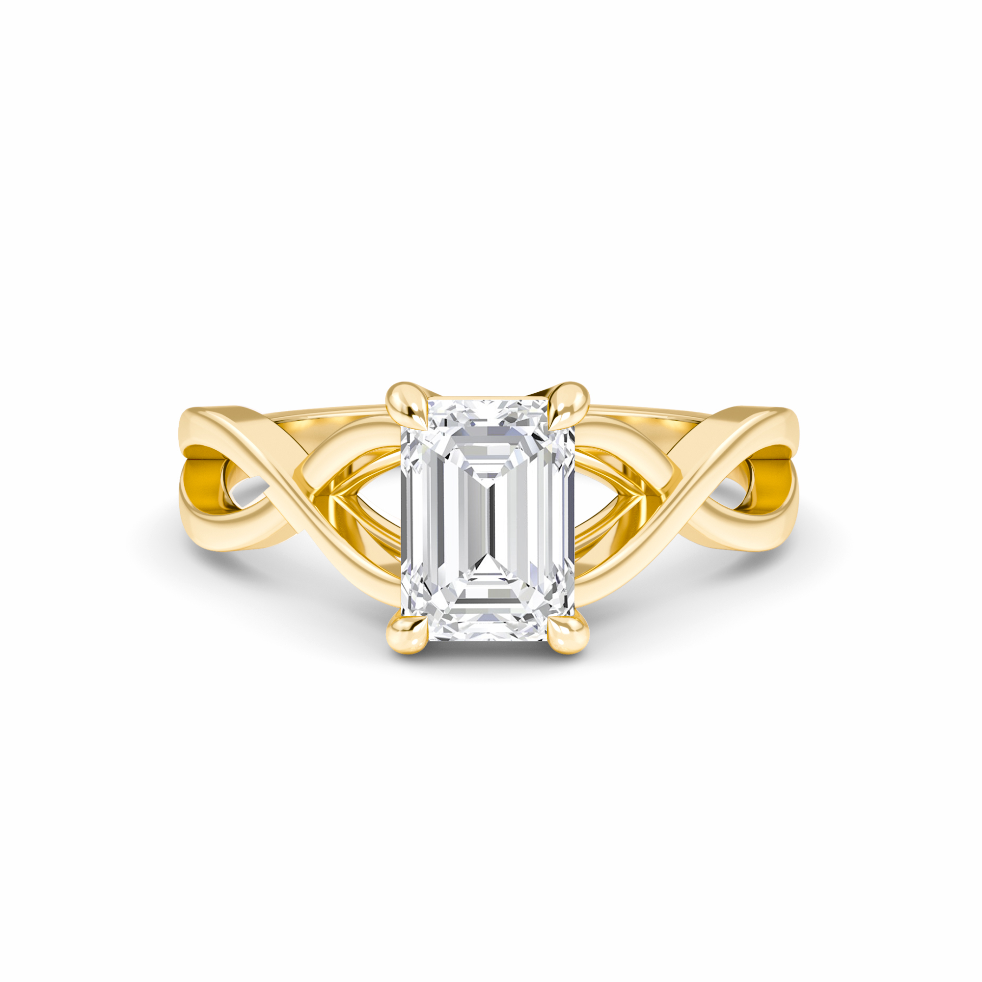 White Diamond Twisted Shank Solitaire Engagement Ring - Julianna