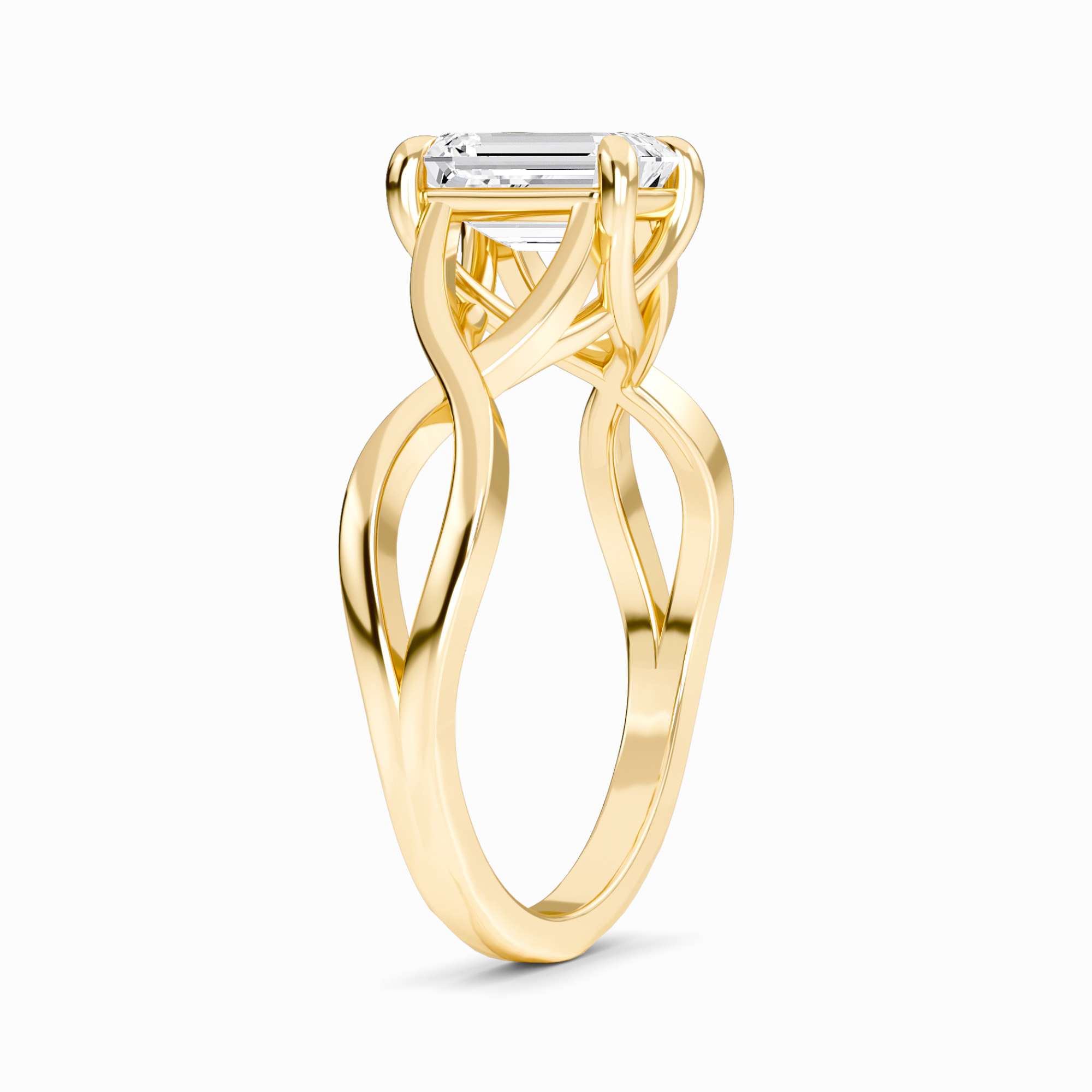 White Diamond Twisted Shank Solitaire Engagement Ring - Julianna