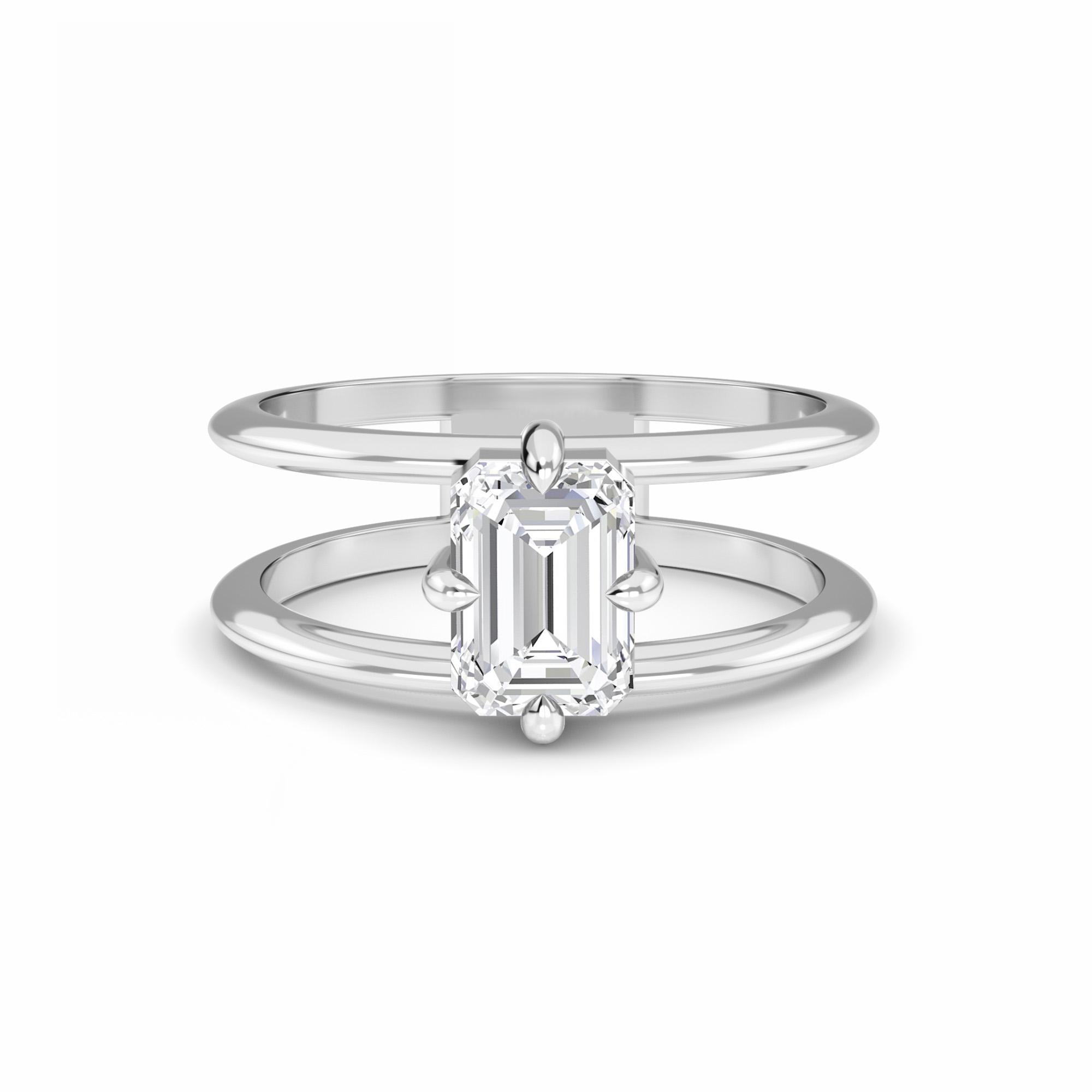 White Diamond Modern Open-Shank Solitaire Engagement Ring - Ruyue