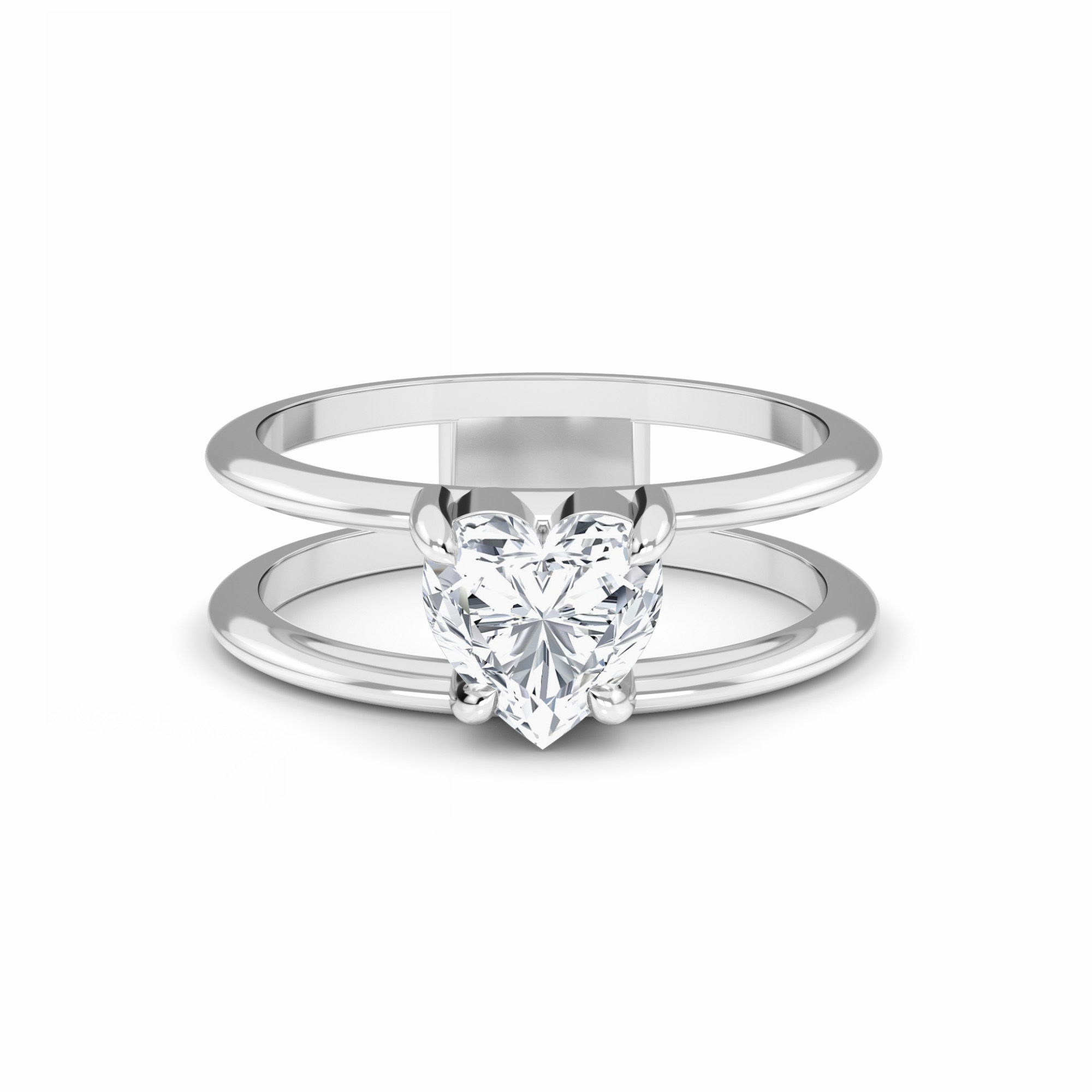 White Diamond Modern Open-Shank Solitaire Engagement Ring - Ruyue