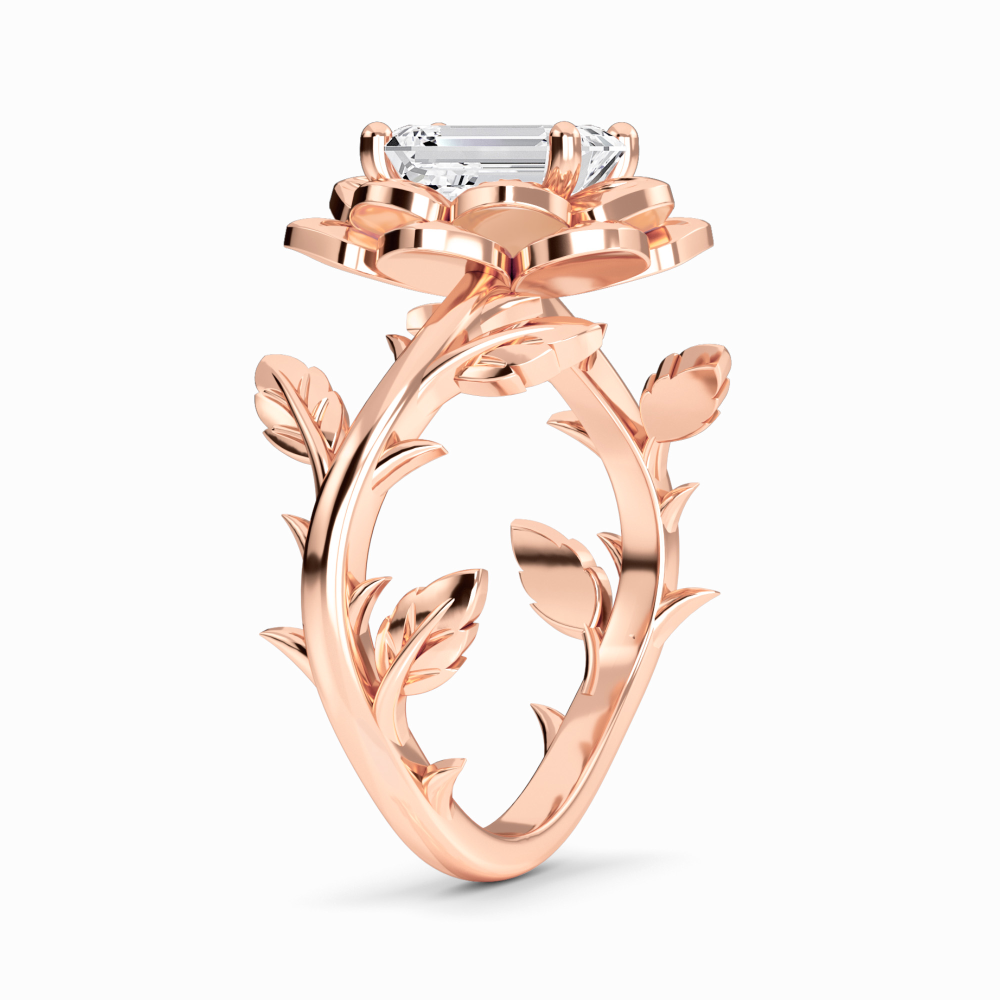 White Diamond Vintage Floral Engagement Ring - Tianyu