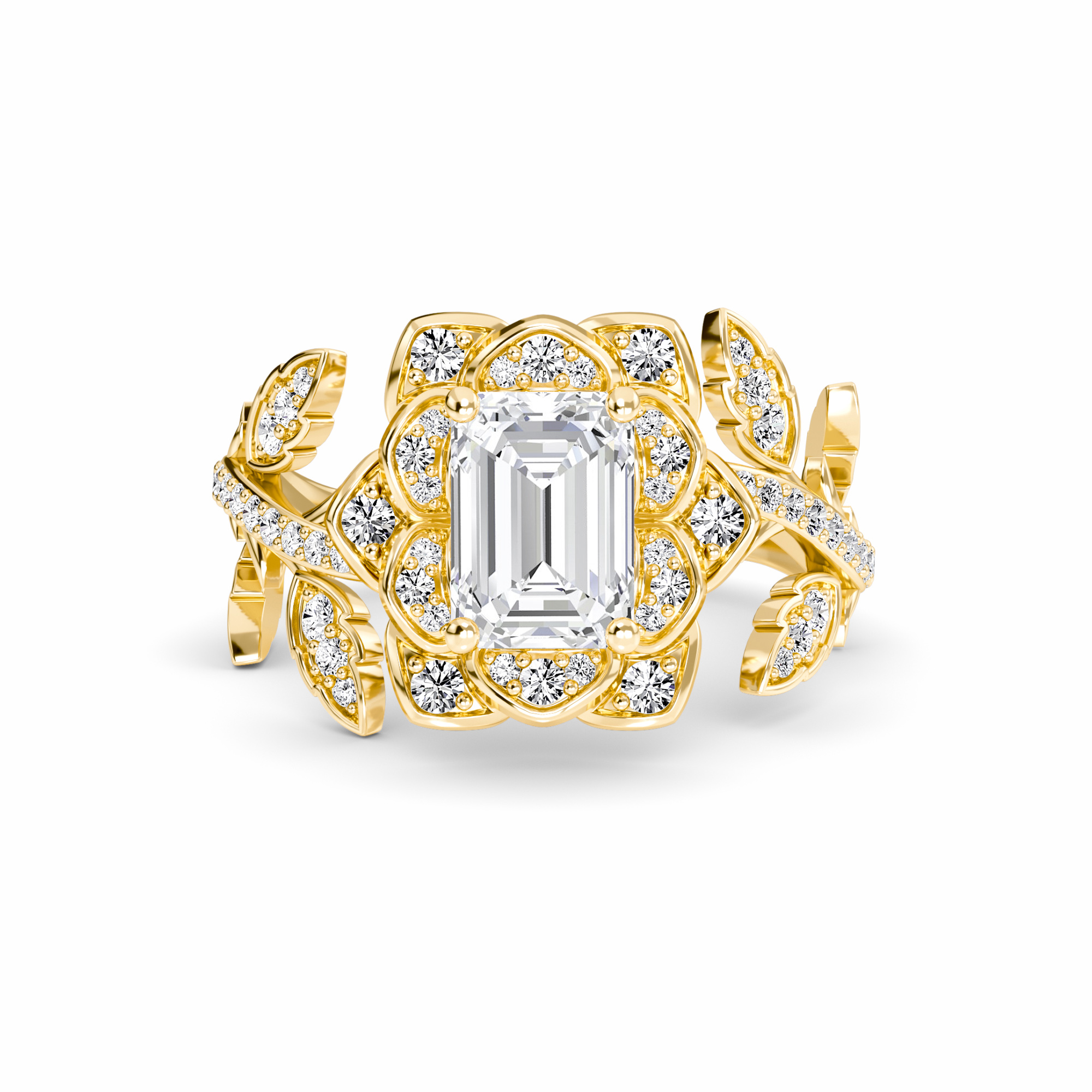 White Diamond Floral Vine Engagement Ring - Audrey