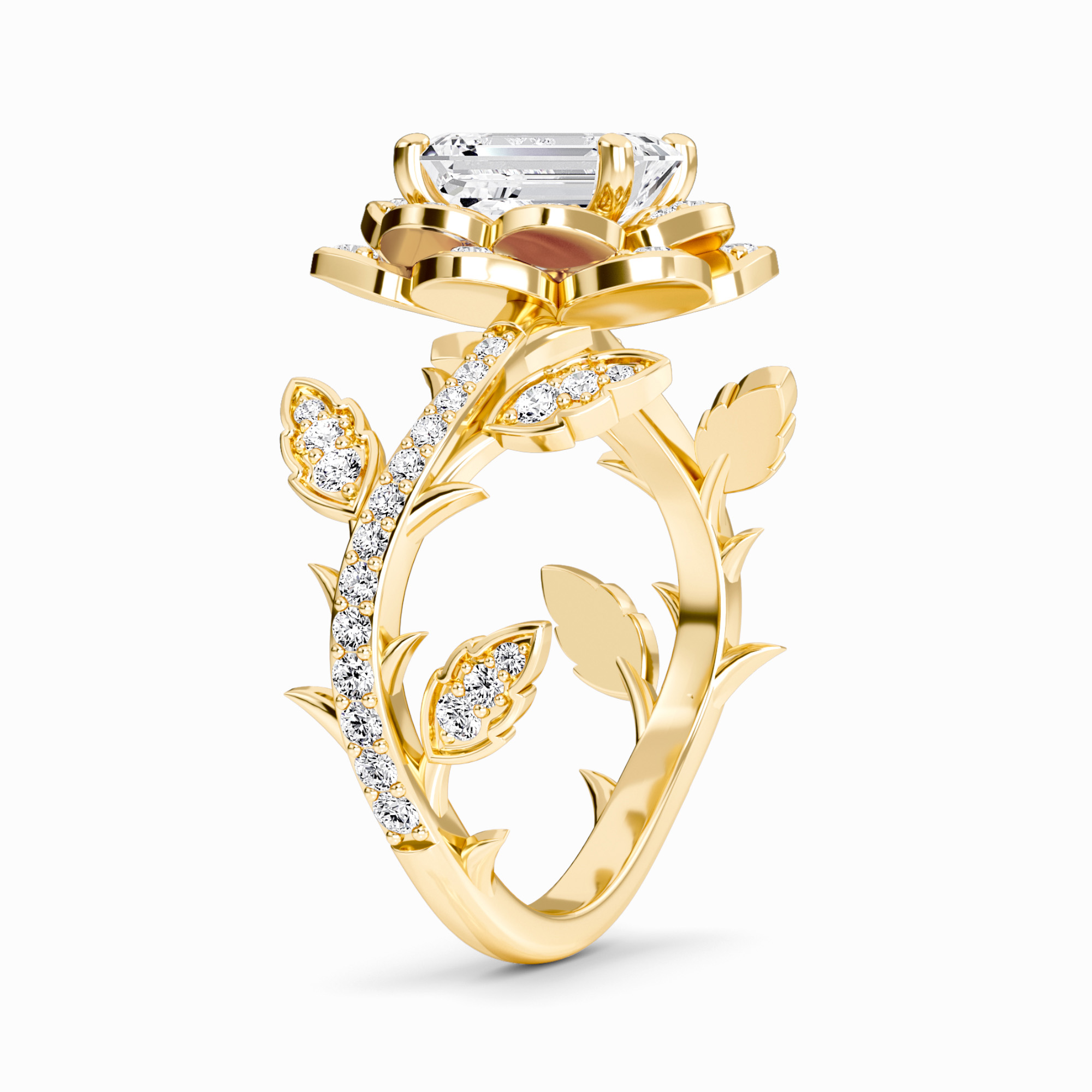 White Diamond Floral Vine Engagement Ring - Audrey