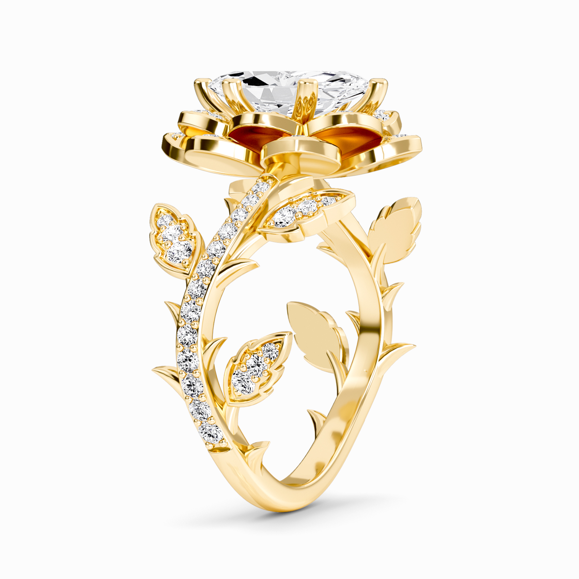 White Diamond Floral Vine Engagement Ring - Audrey
