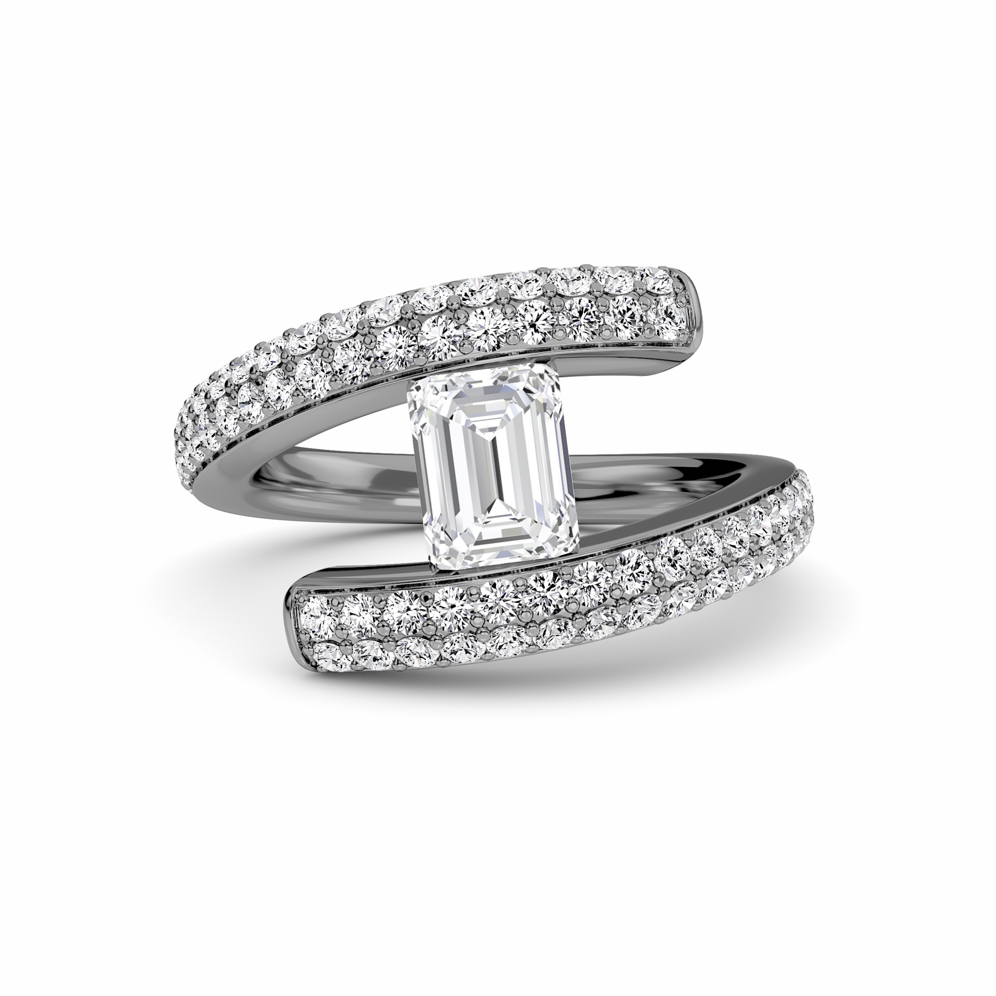 White Diamond Modern Spiral Wrap Solitaire Engagement Ring - Grace