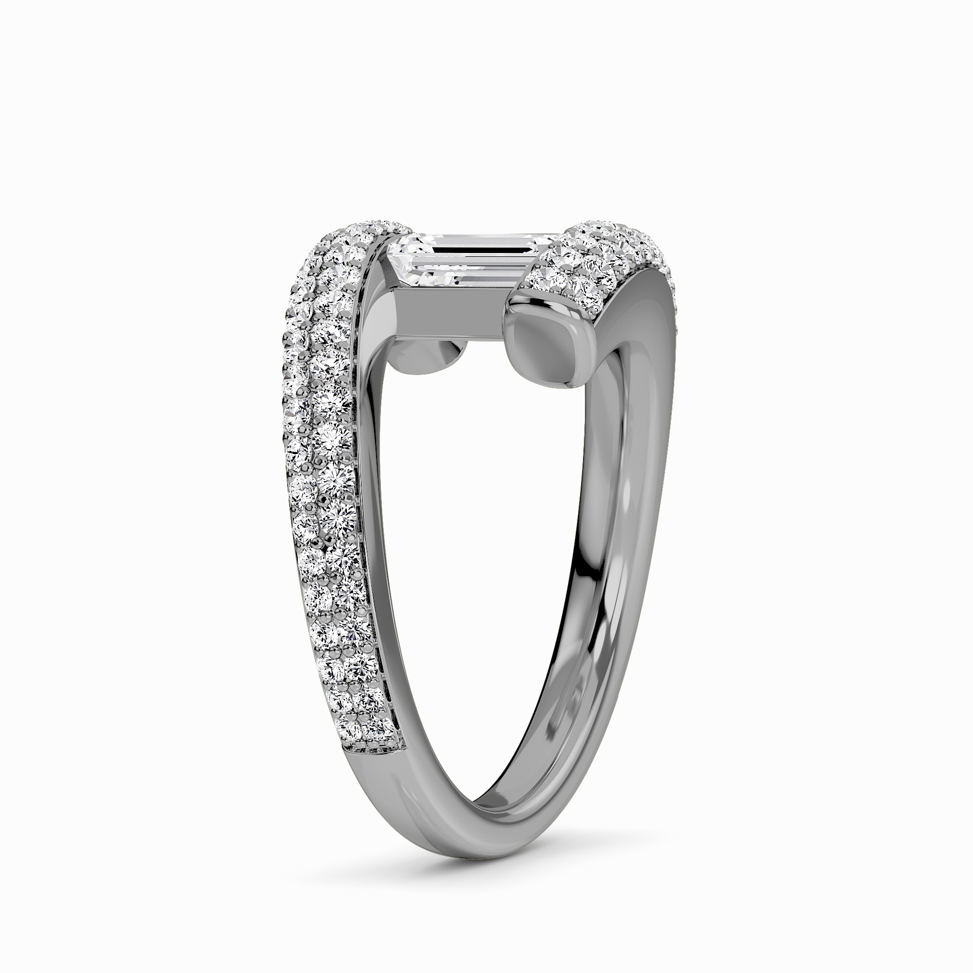 White Diamond Modern Spiral Wrap Solitaire Engagement Ring - Grace