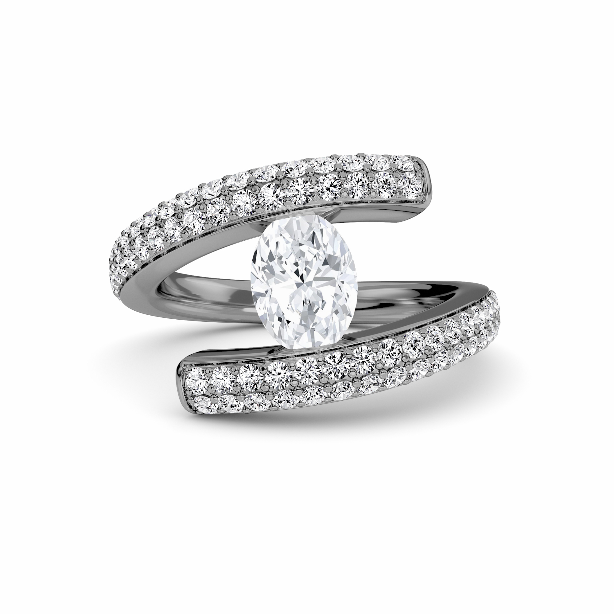 White Diamond Modern Spiral Wrap Solitaire Engagement Ring - Grace