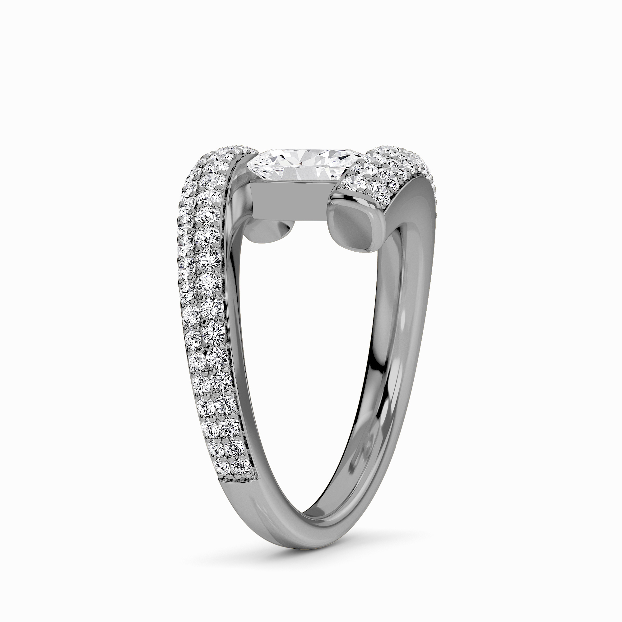 White Diamond Modern Spiral Wrap Solitaire Engagement Ring - Grace