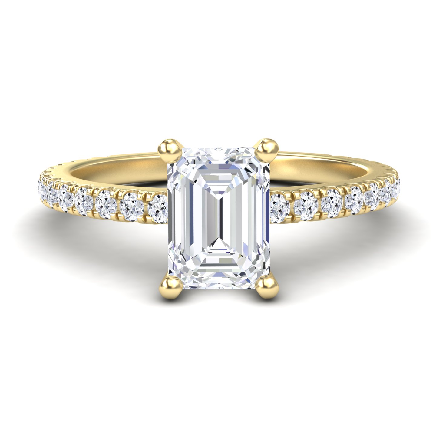 White Diamond Pave Band Solitaire Engagement Ring - Laila