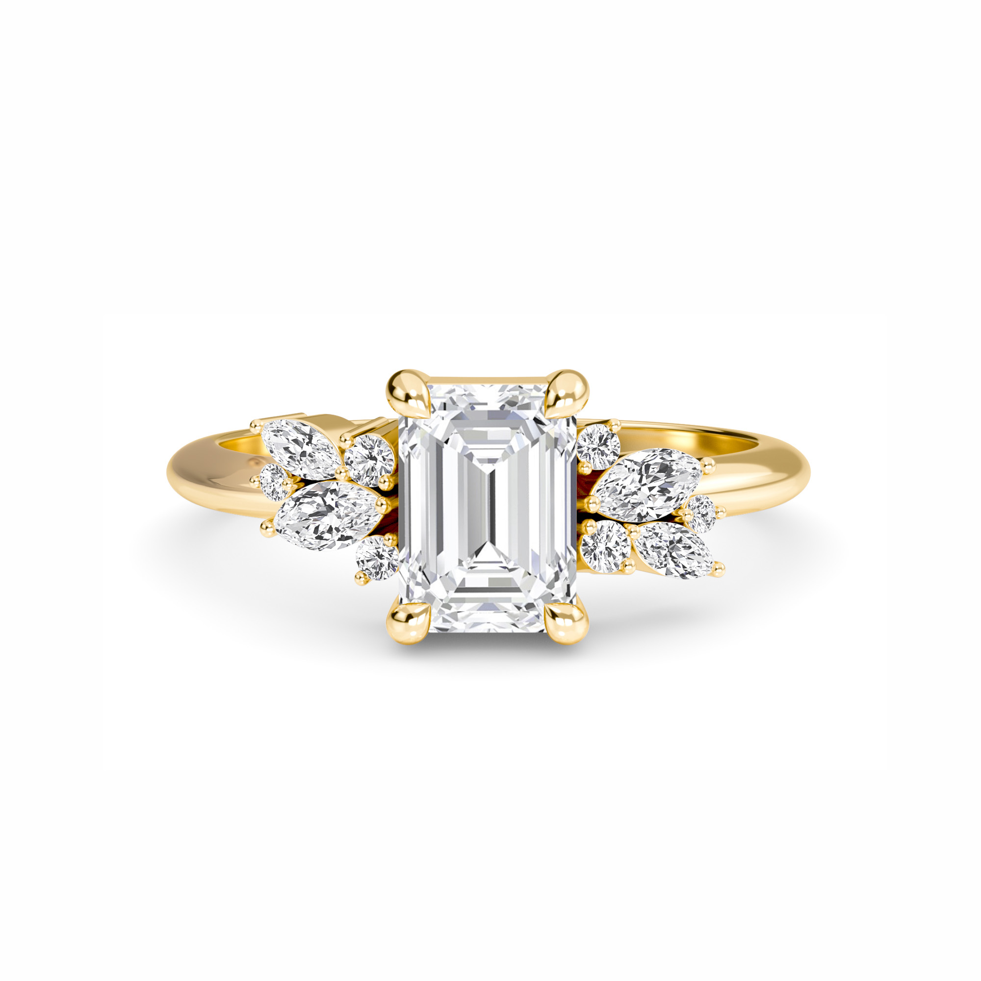 White Diamond Cluster Engagement Ring - Isolde
