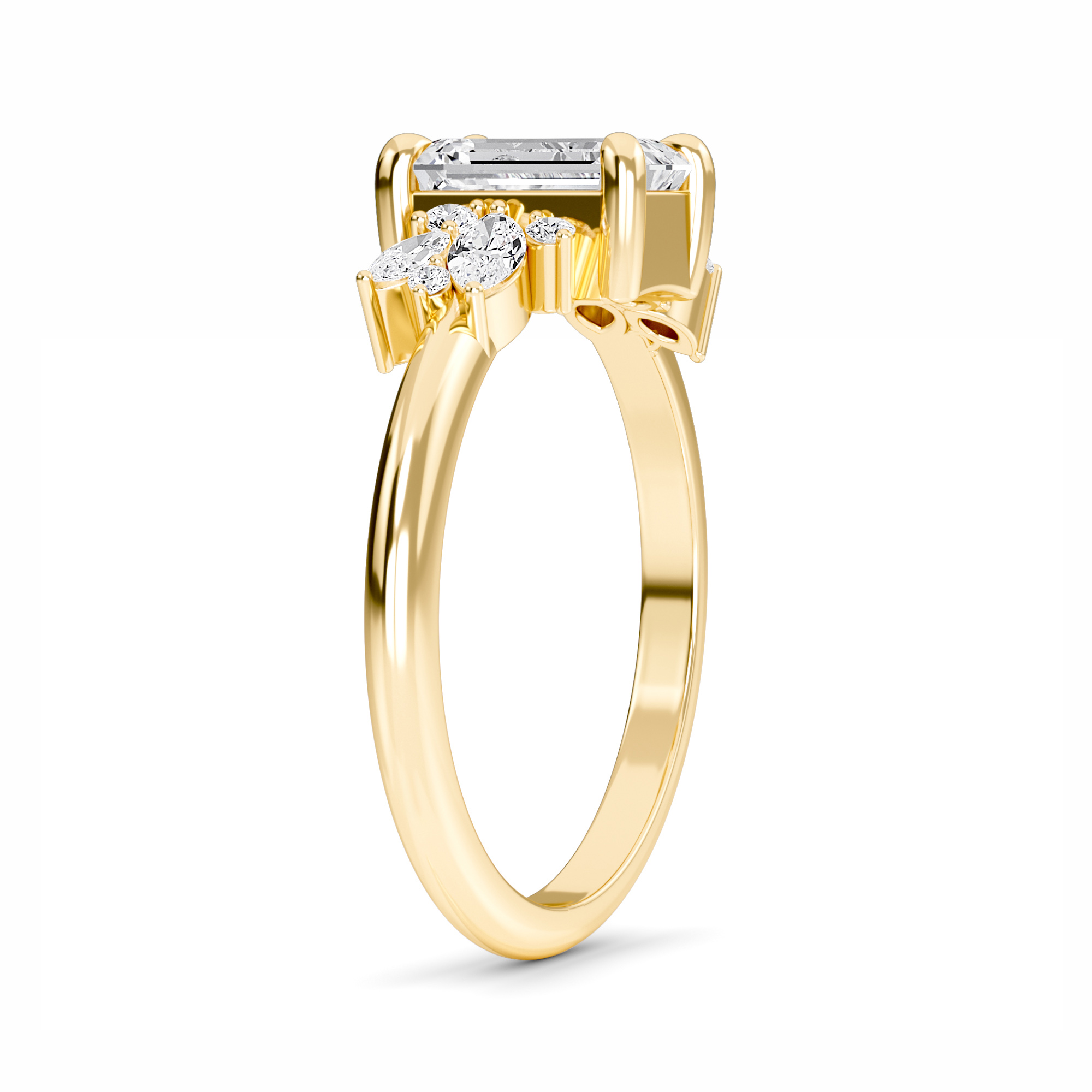 White Diamond Cluster Engagement Ring - Isolde